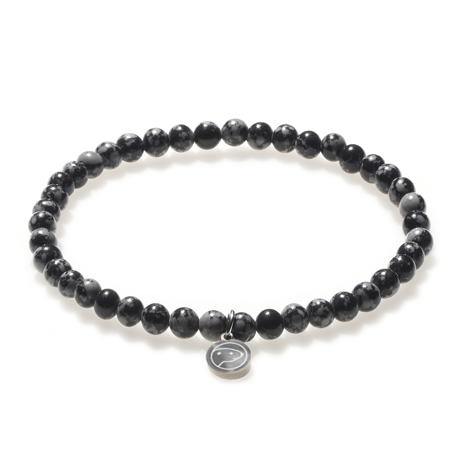 Snowflake Obsidian Bracelet Mini - Natural Black Stone Beaded Bracelet for Women, Adjustable Elastic String, Healing Crystal Jewelry for Protection & Positive Energy - Perfect for Meditation, Yoga & Everyday Wear