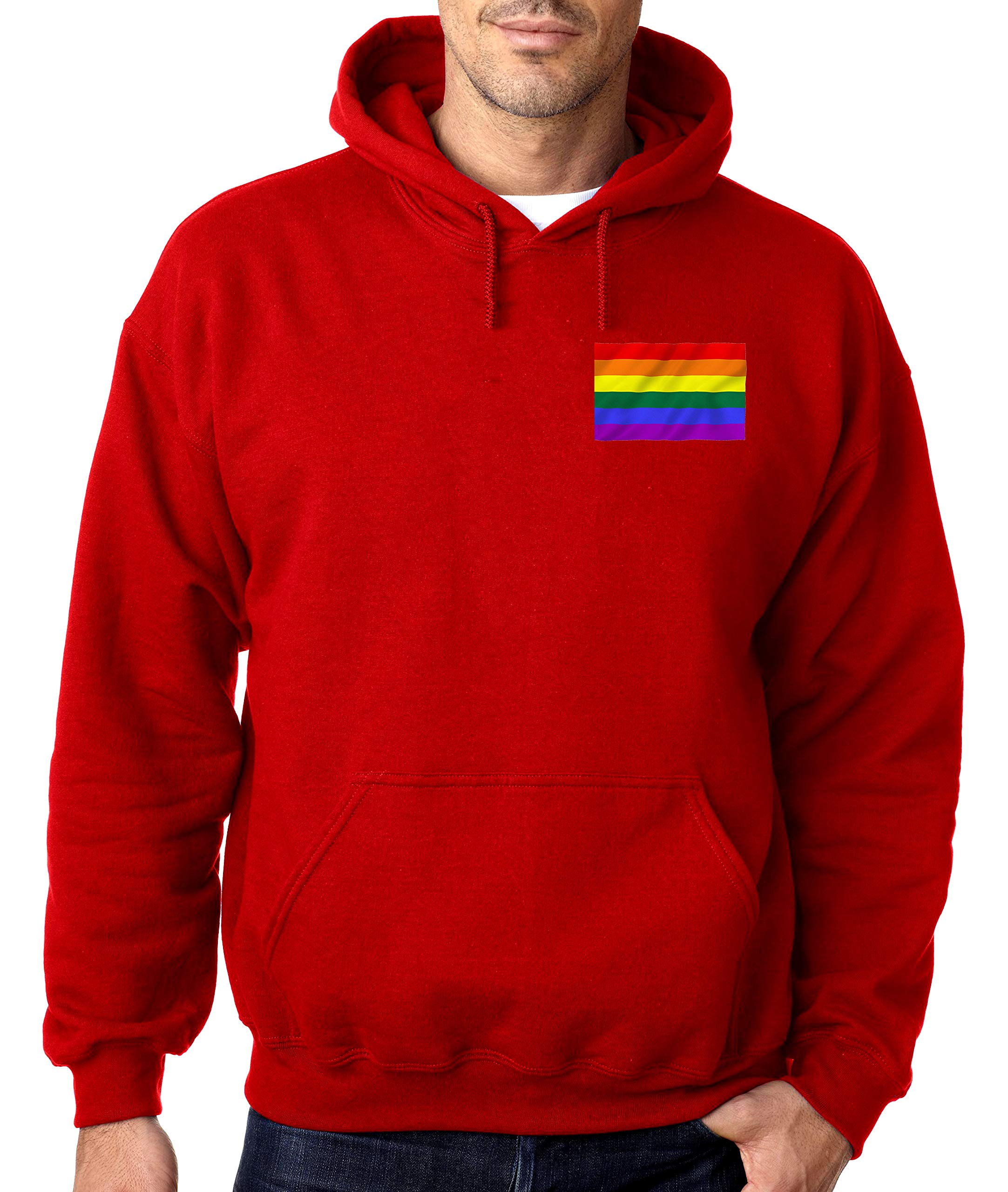Men's Rainbow Flag Red Pullover Hoodie Sweater - Pride LGBTQ+ Graphic Hooded Sweatshirt for Casual Wear & Gay Pride Events