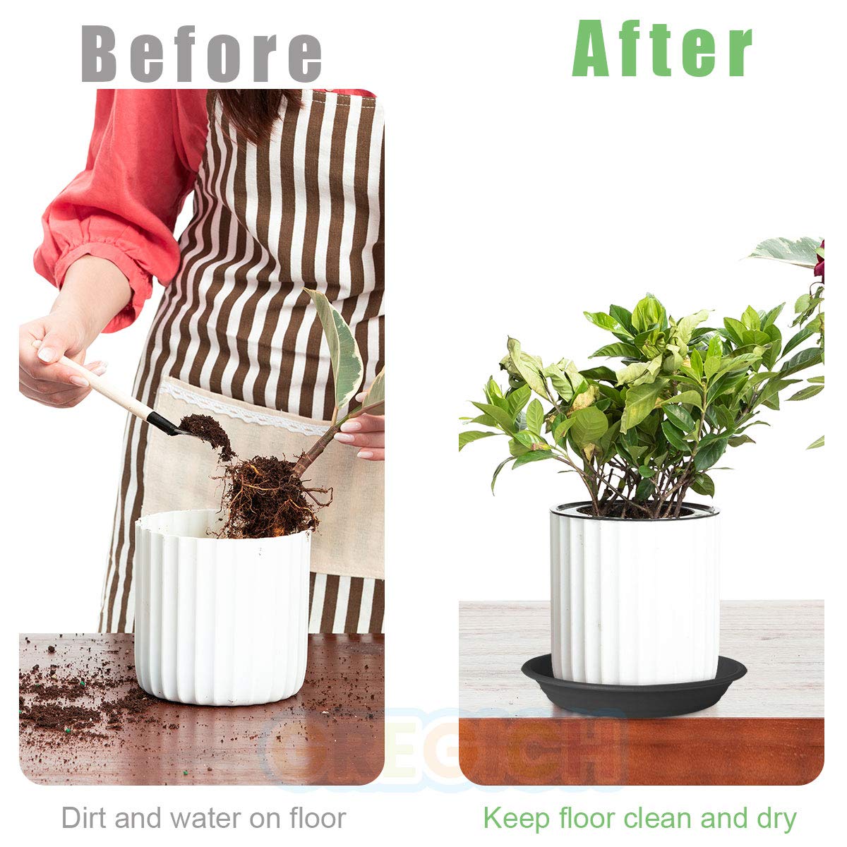 6-Pack 10 Inch Plastic Plant Saucers (7.7