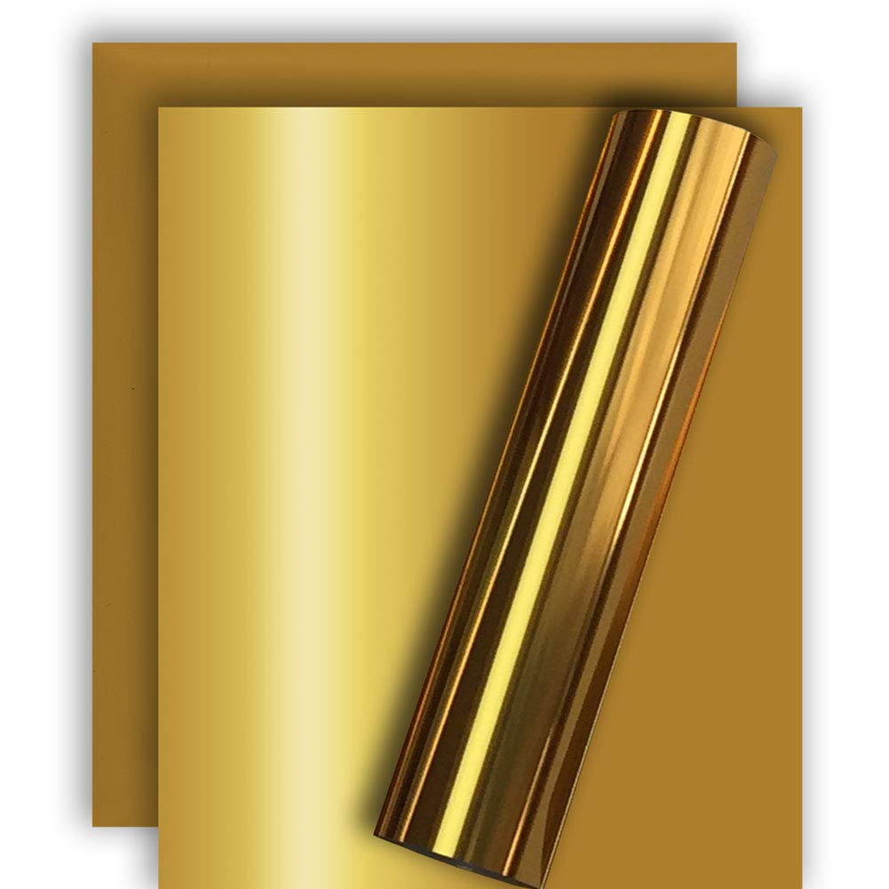 Premium Gold Metallic Foil HTV Heat Transfer Vinyl for T-Shirts & DIY Apparel - 12