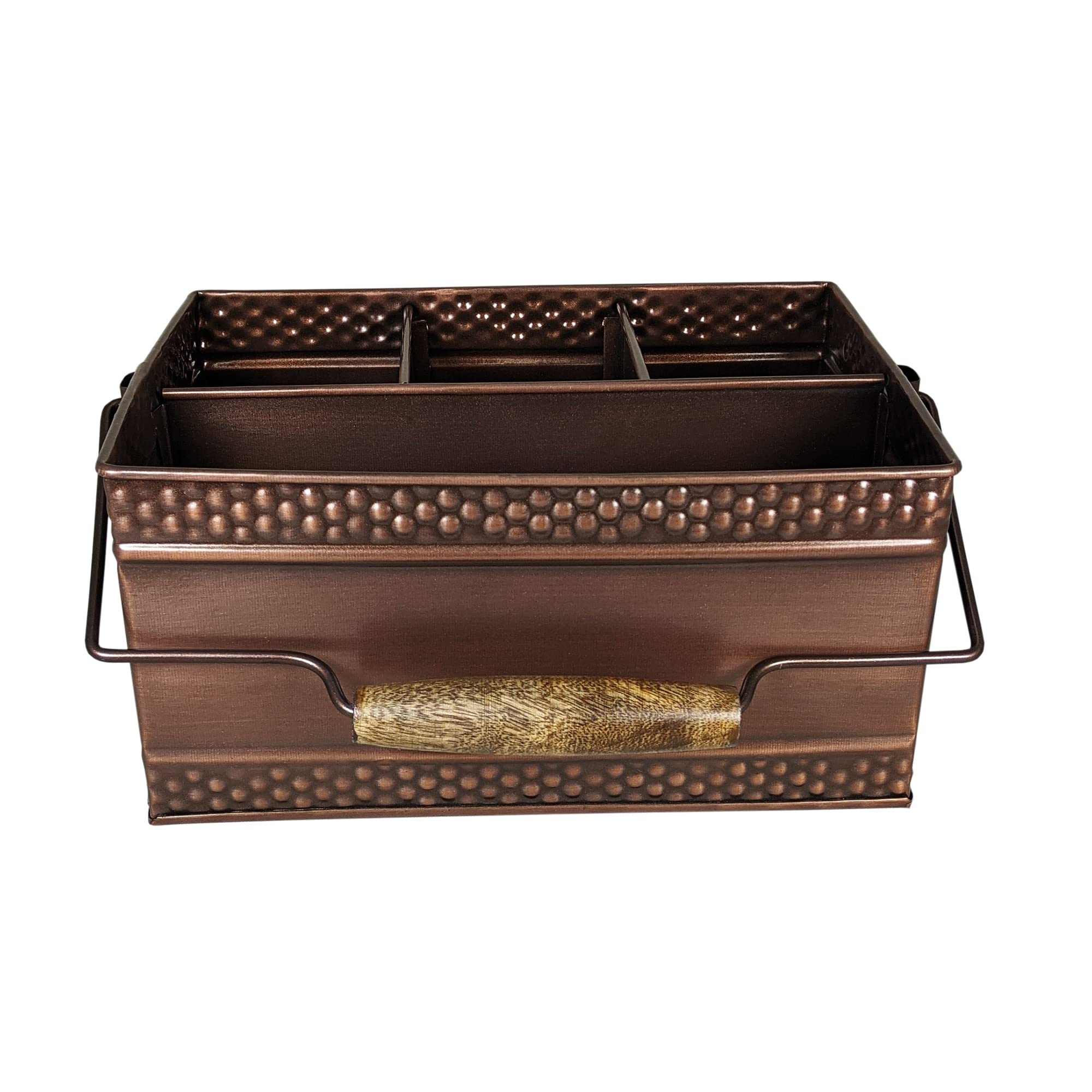 2-Piece Copper Flatware Organizer Set - Farmhouse Kitchen Utensil Caddy, Durable Metal Condiment Holder & Napkin Organizer | Perfect for Restaurants, Home Bars & Farmhouse-Style Kitchens (Ideal for Organizing Cutlery, Spices & Dining Essentials)
