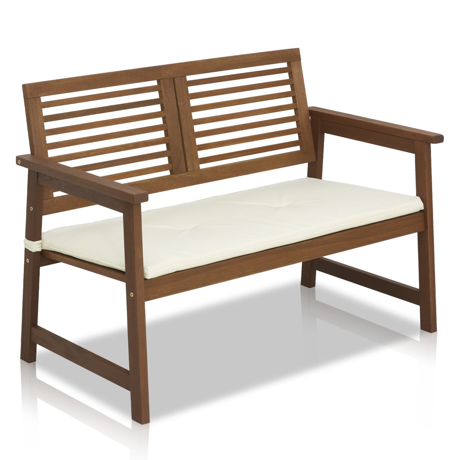 Furinno FG161167 Tioman Hardwood Outdoor Bench - Teak Oil Finish, Natural Wood Patio Furniture for Garden, Deck, Poolside & Backyard Relaxation