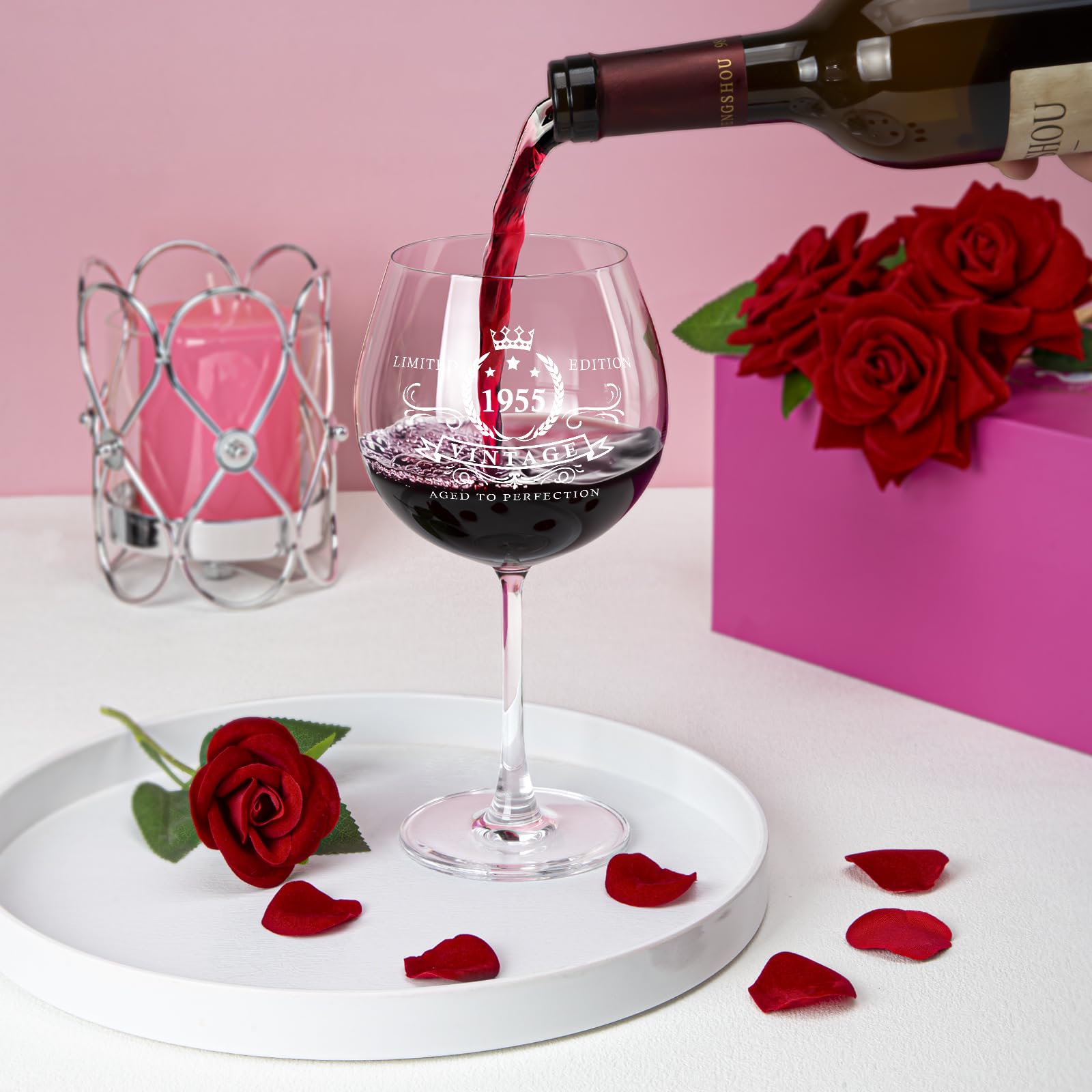 1955 70th Birthday Wine Glasses Set - Elegant 70th Birthday Gifts for Women, Wife, Mom, Sister - Perfect for Celebrations, Parties & Anniversary Decorations