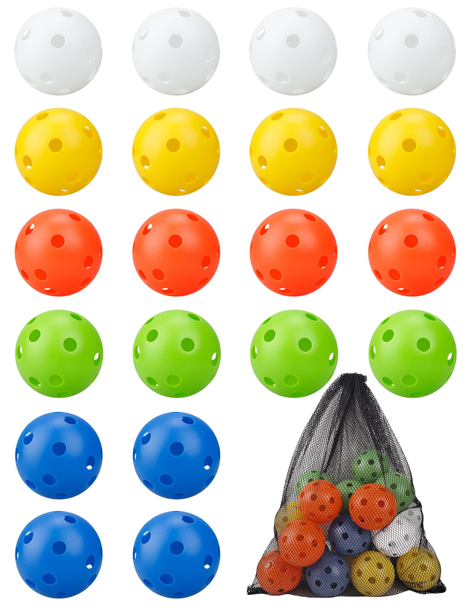 20 Pack Plastic Baseball Practice Balls - Durable Training Baseballs for Batting, Hitting & Pitching - Hollow Airflow Softballs with Limited Flight - Lightweight 9 Inch Mini Balls for Indoor & Outdoor Sports, Backyard Practice, Batting Cages & Youth Training
