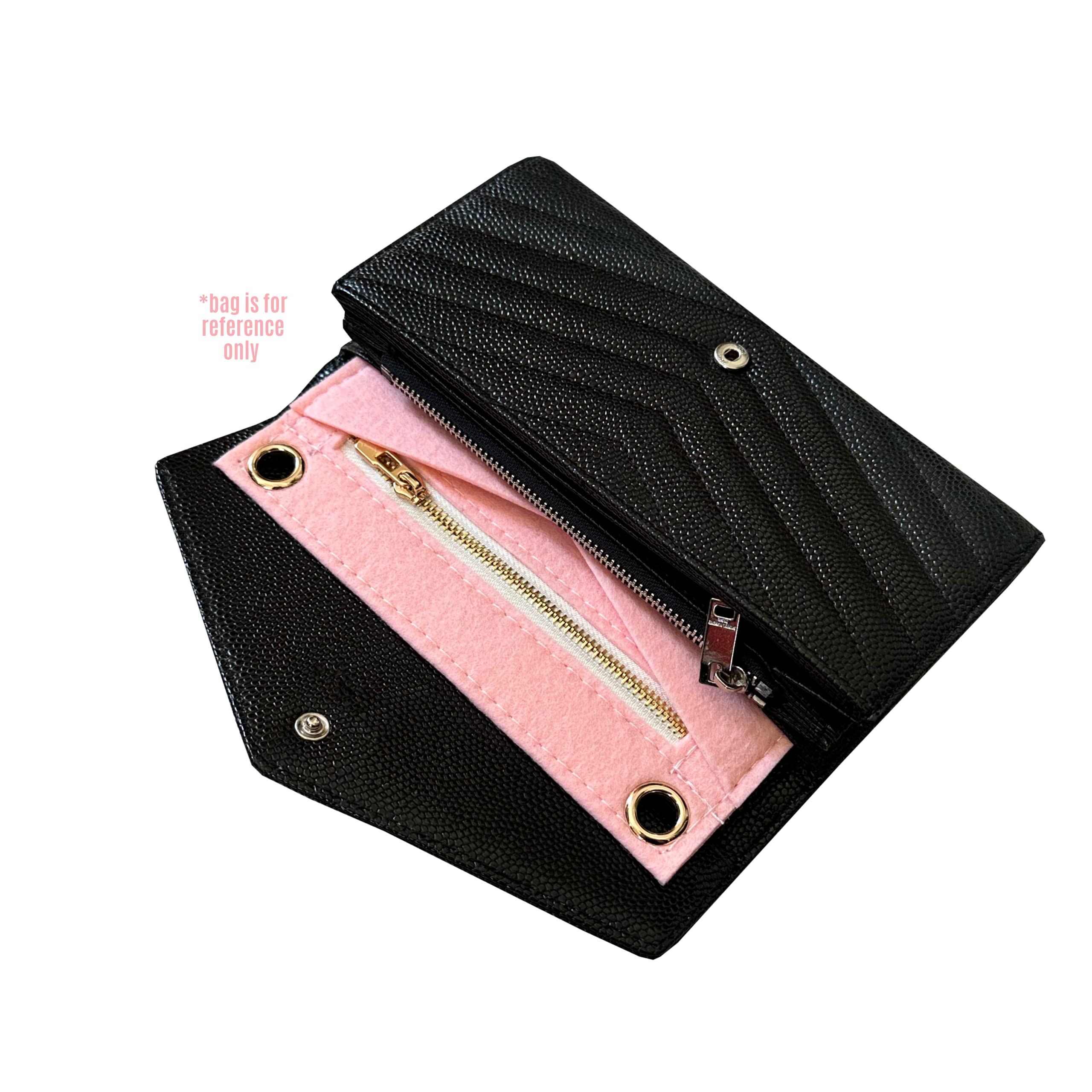 Cassandre Large Flap Wallet with 120cm Silver Chain - Convertible Card Holder & Crossbody Bag Insert - Black Matelasse Leather WOC (Perfect for Travel, Shopping & Everyday Use)