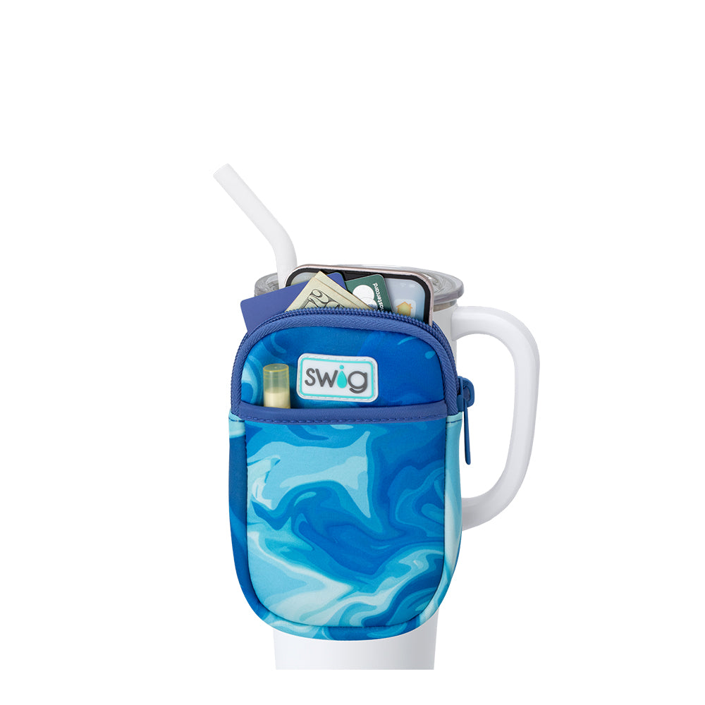 Blue Lagoon Mega Mug Pouch - Large Insulated Travel Coffee Cup Holder for Commuting, Camping & Outdoor Adventures