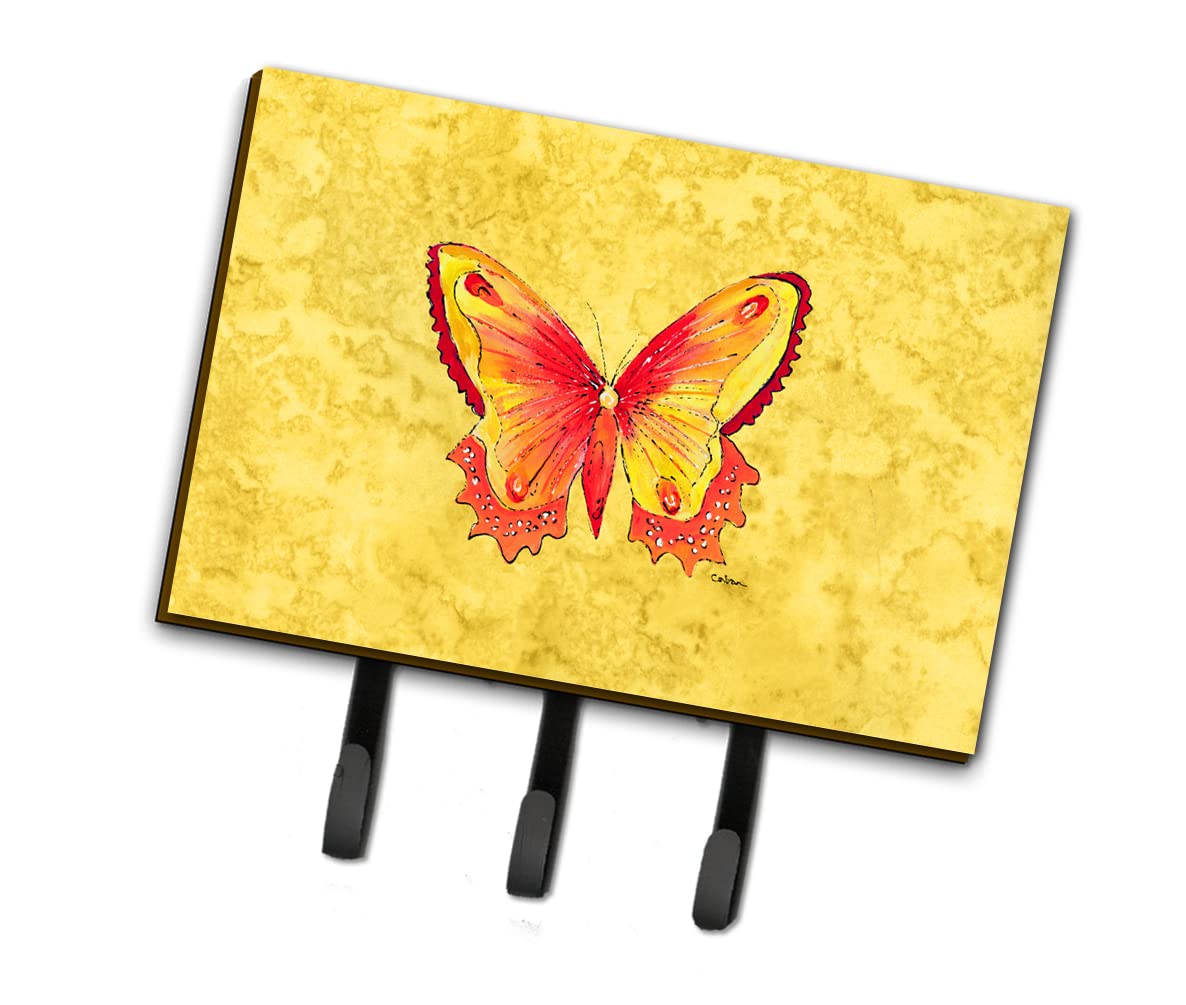 Butterfly-Themed Wall Hook Key Holder - Yellow Leash Organizer for Keys, Towels, Aprons & Coats | Durable Wall Mount Rack for Entryway, Kitchen & Bathroom Organization