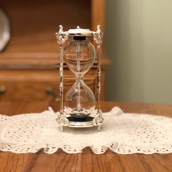 Silver or Gold Crystal Hourglass Kit - Elegant 3-Minute Sand Timer for Home Decor, Wedding Favors, Meditation & Office Desk Accessories