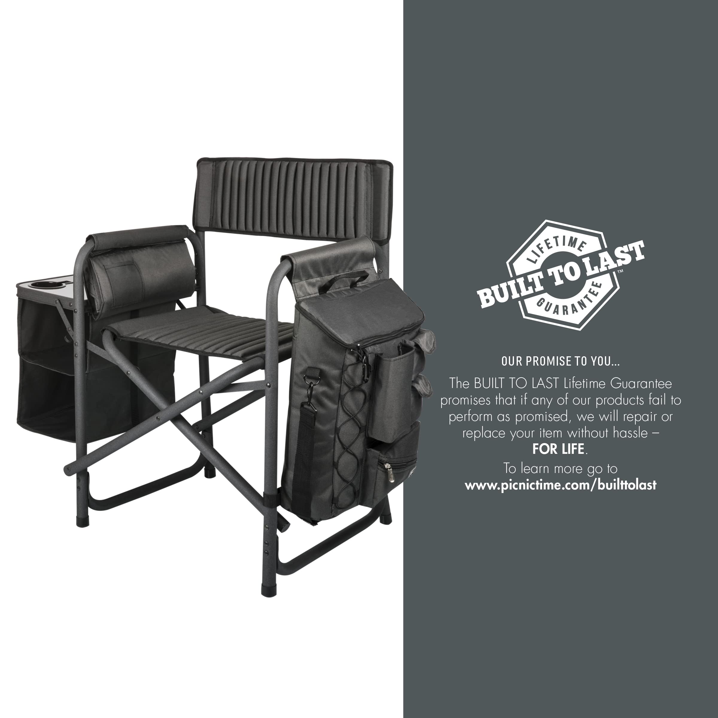 PICNIC TIME Fusion Camping Chair with Side Table & Soft Cooler - Portable Folding Beach Chair for Adults, Outdoor Lawn Chair - Perfect for Camping, Beach, Backyard & Picnic