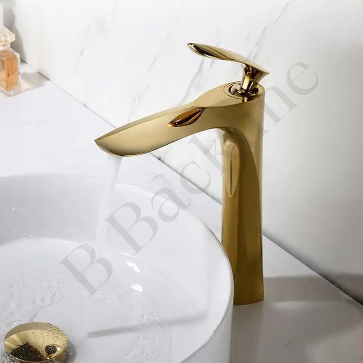 Brass Waterfall Bathroom Sink Faucet - Single Handle Mixer Tap for Bathroom & Living Room (Gold)