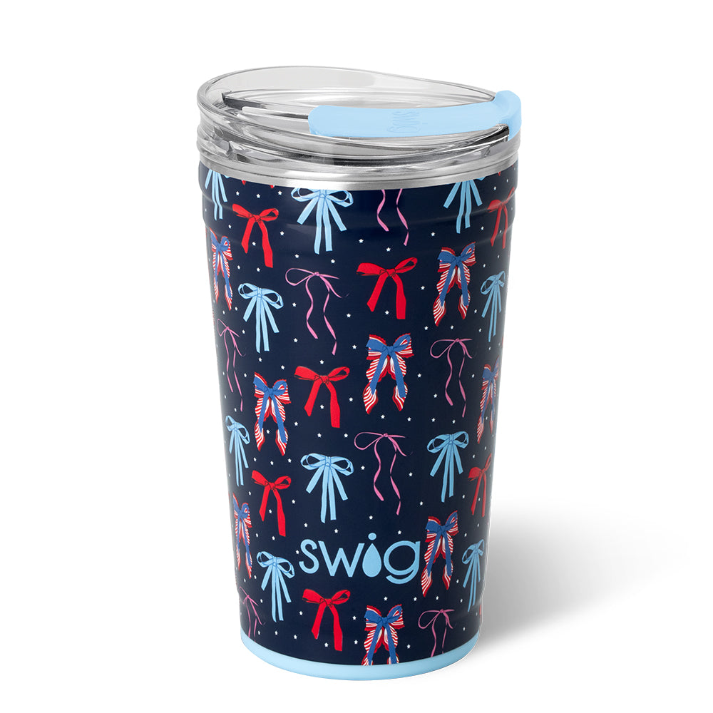 24oz Miss Independence Party Cup - Patriotic Red White Blue Themed Insulated Tumbler for 4th of July, Memorial Day & Summer BBQs - Perfect for Outdoor Events & Festive Celebrations