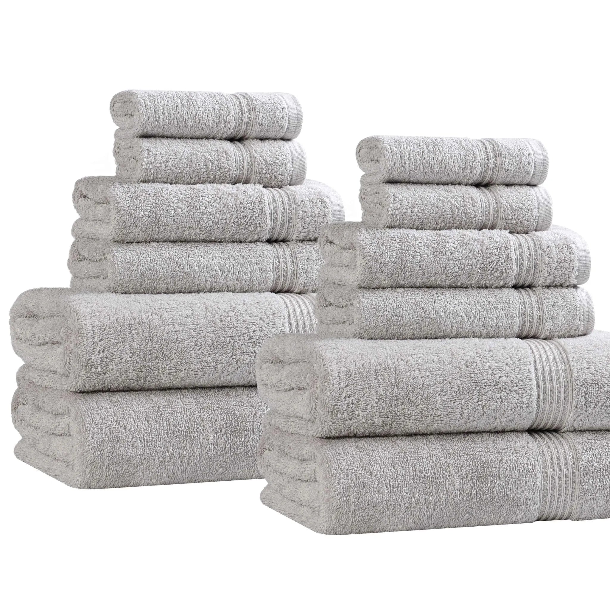 Premium 12-Piece Egyptian Cotton Towel Set - Ultra Soft, Highly Absorbent Bath & Beach Towels for Luxury Spa, Hotel, and Home Use