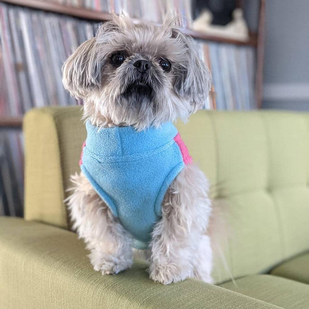 Gooby Half Stretch Fleece Vest Dog Sweater - Pink, Small - Warm Pullover Fleece Dog Jacket with D-Ring Leash Attachment - Winter Small Dog Coat for Cold Weather - Perfect for Small Breed Dogs (Boy or Girl) - Ideal for Outdoor Walks, Park Visits & Winter Adventures