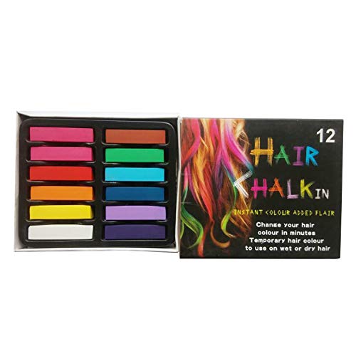 12-Color Disposable Hair Chalk Pen - Temporary Hair Color Gradient Stick for Short & Medium Dark Brown Hair | Easy Wash Out, Perfect for Parties, Halloween & Cosplay