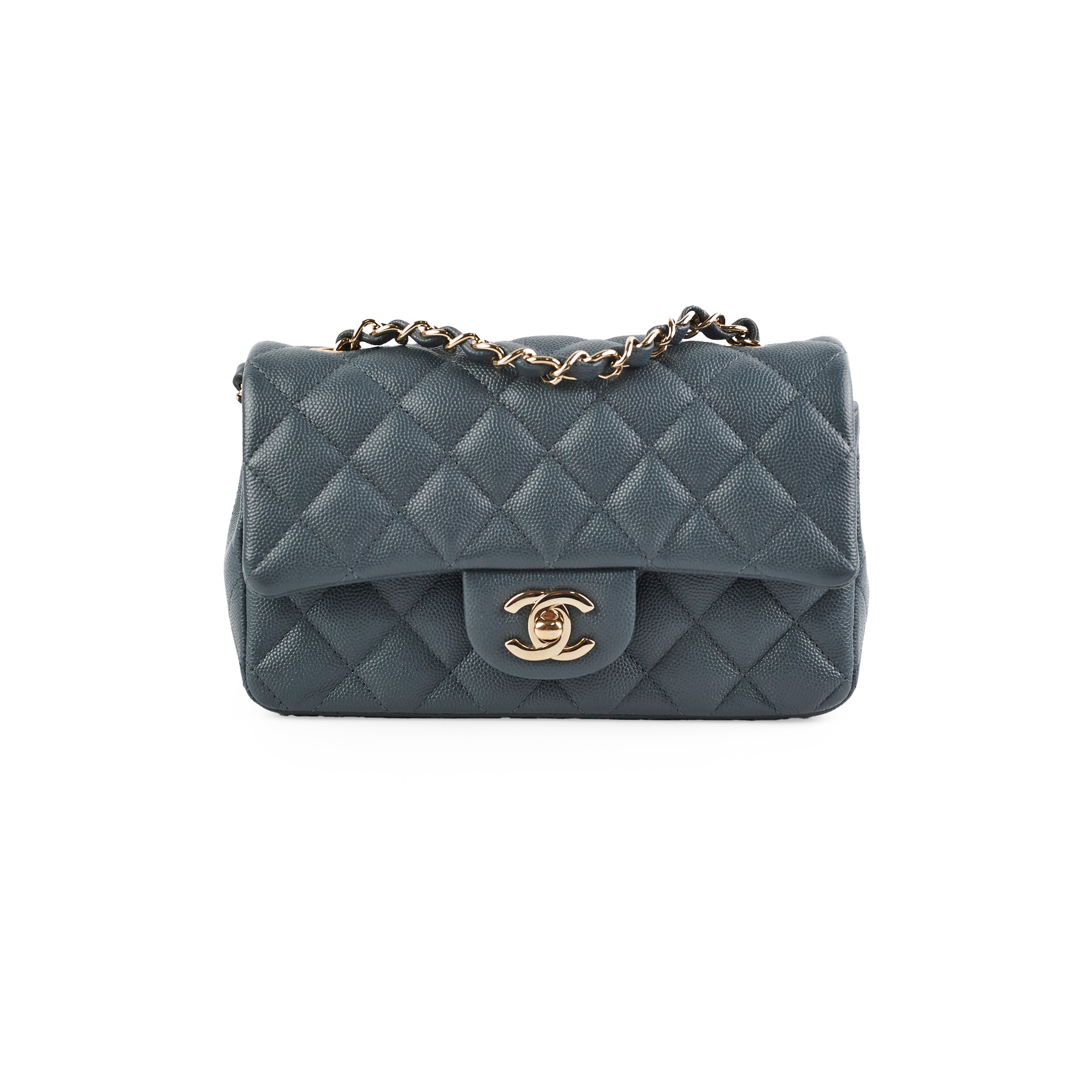 Chanel Caviar Leather Mini Rectangular Flap Bag in Grey - Perfect for Evening Events & Luxury Fashion Accessories