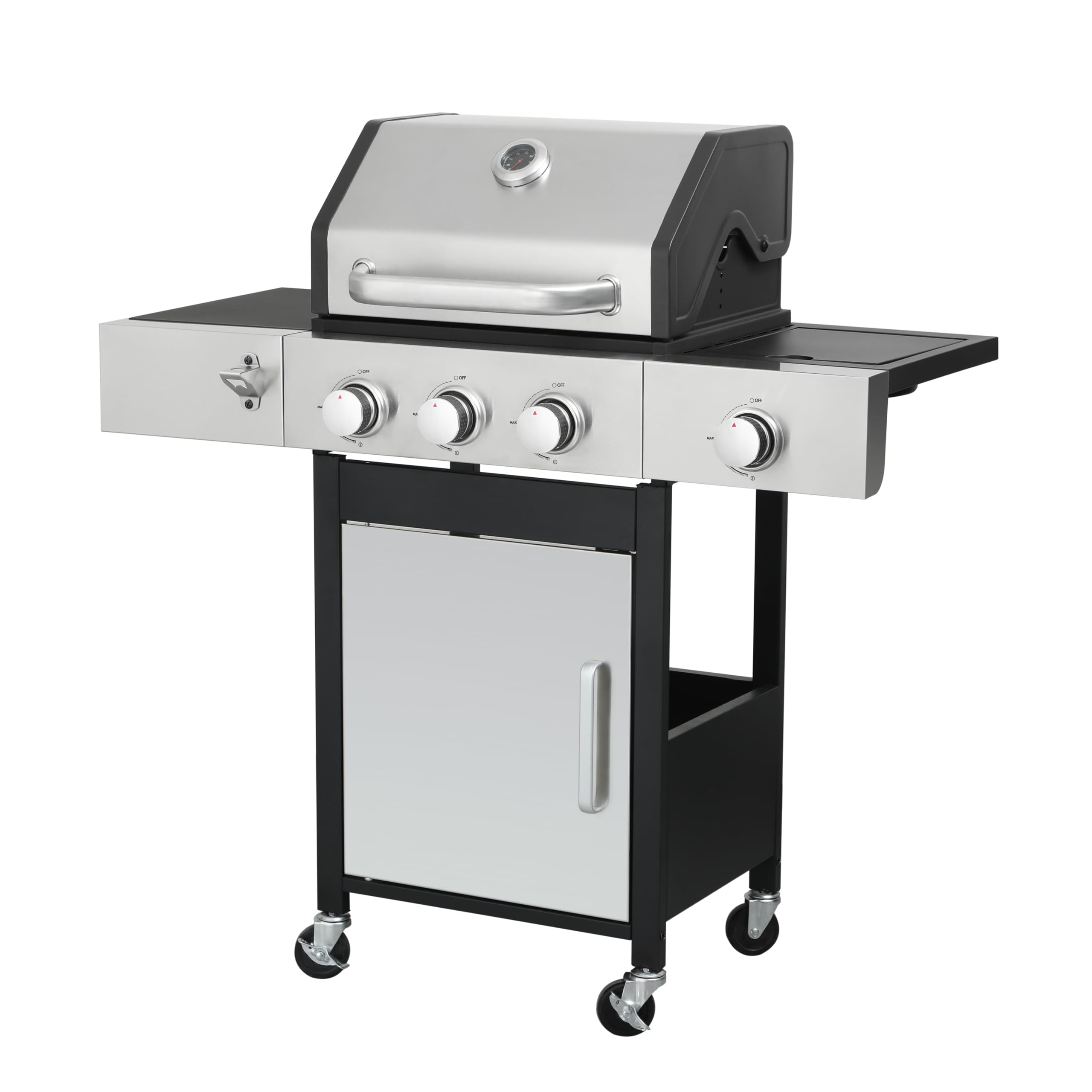**3+1 Burner Propane Gas BBQ Grill with Side Burner & Enameled Cast Iron Grids – 37,230 BTU Stainless Steel Outdoor Grill for Backyard, Patio, Camping & Tailgating – Perfect for Grilling, Smoking & Entertaining**