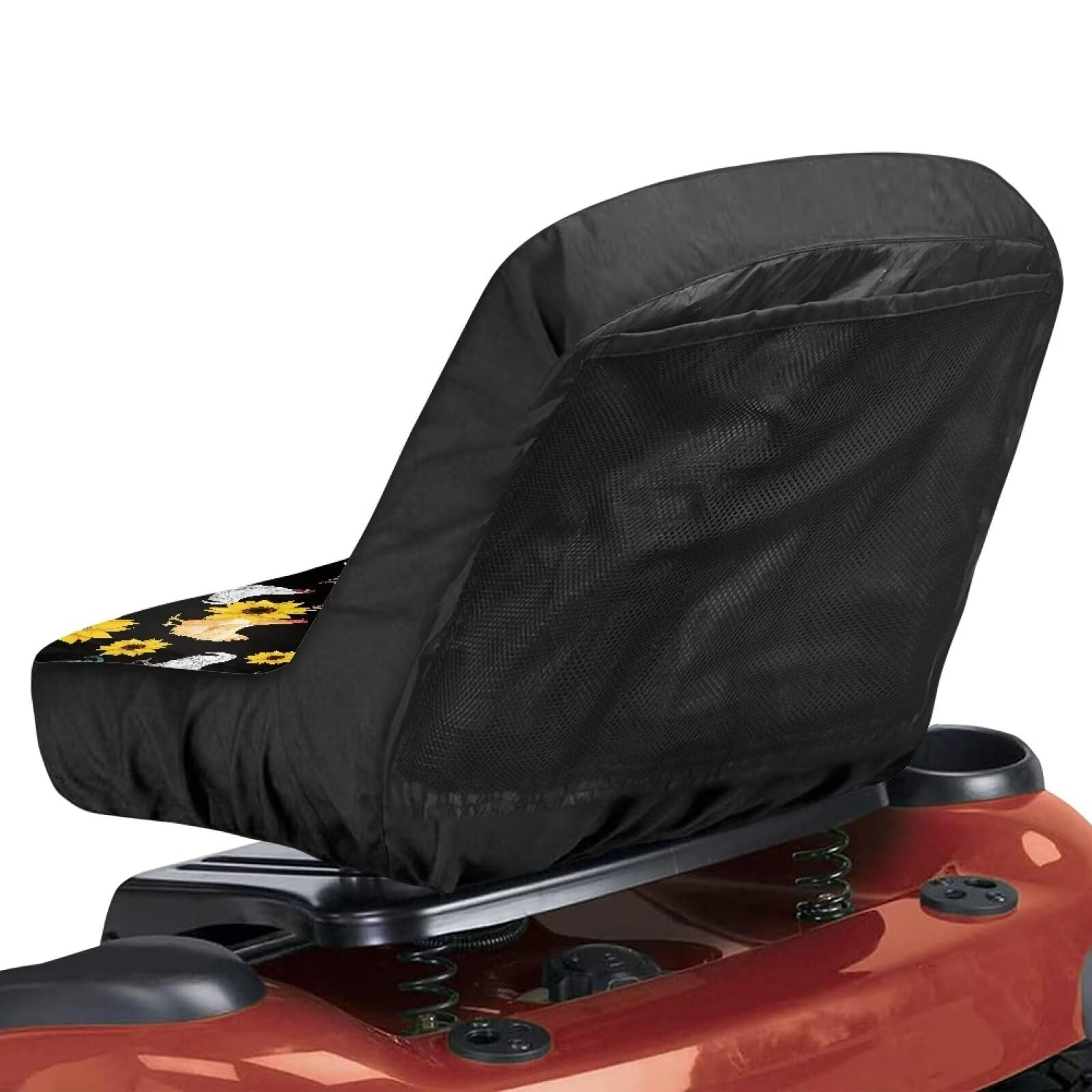 Sunflower Rooster Printed Tractor Seat Covers - Durable Polyester Canvas Cushion for Riding Lawn Mowers 28.35 x 14.96 Inches (72cm x 38cm) - Perfect for Farm Equipment, Garden Tractors & Outdoor Machinery Comfort