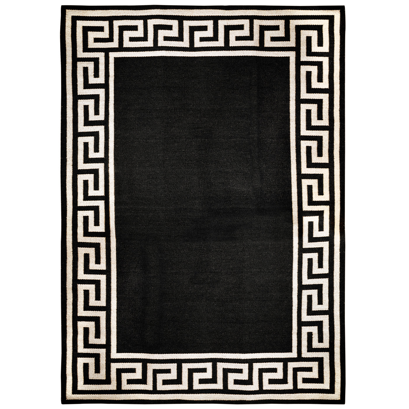 Greek Key Border Flatweave Rug - Classic Mediterranean Design Area Rug for Living Room, Bedroom, Dining Room | Non-Slip & Durable Home Decor
