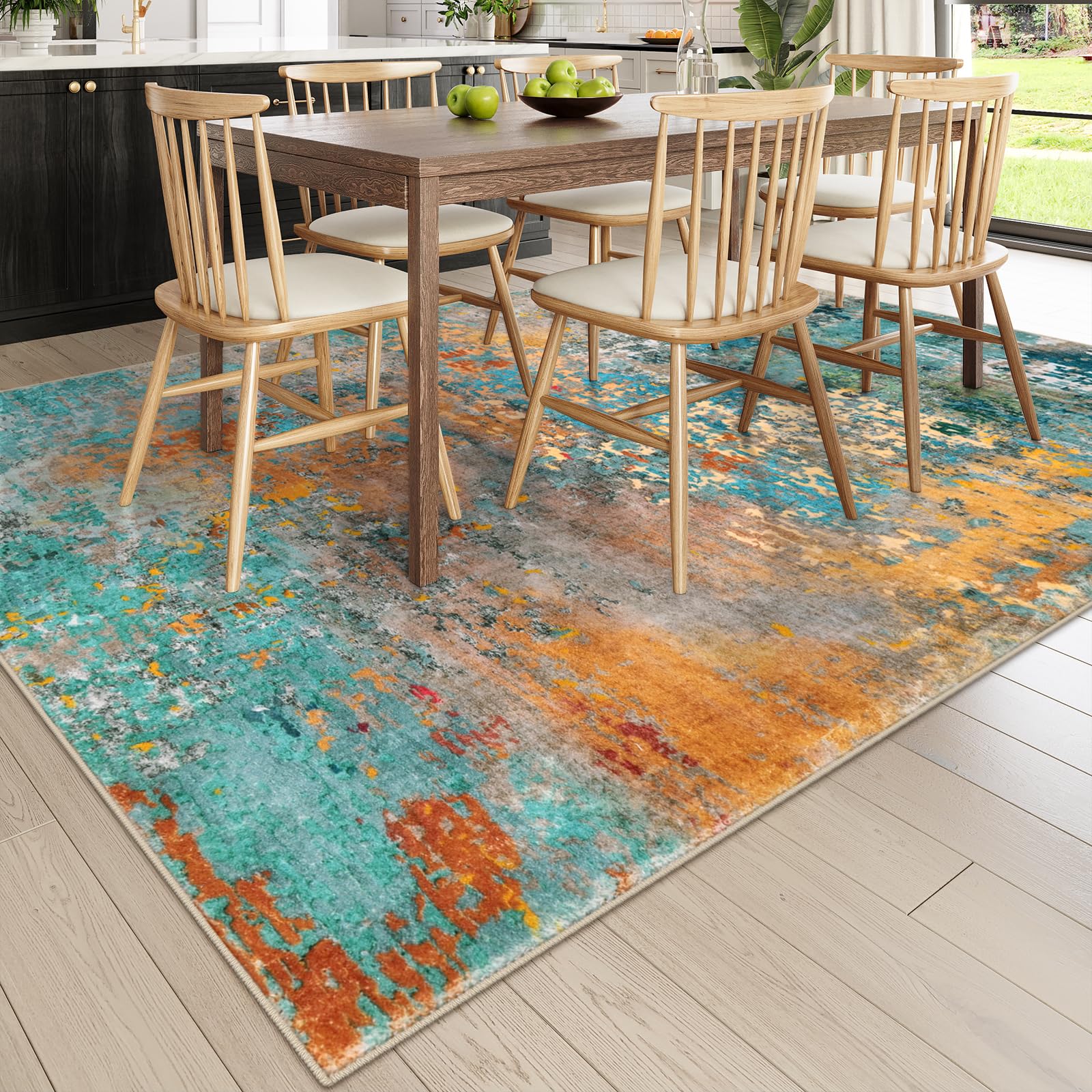 Lahome Modern Abstract Washable 8x10 Area Rug - Non-Slip Stain Resistant Soft Indoor Carpet for Living Room, Bedroom & Dining Room | Home Decor Accent Rug for Cozy Spaces & Family Gatherings