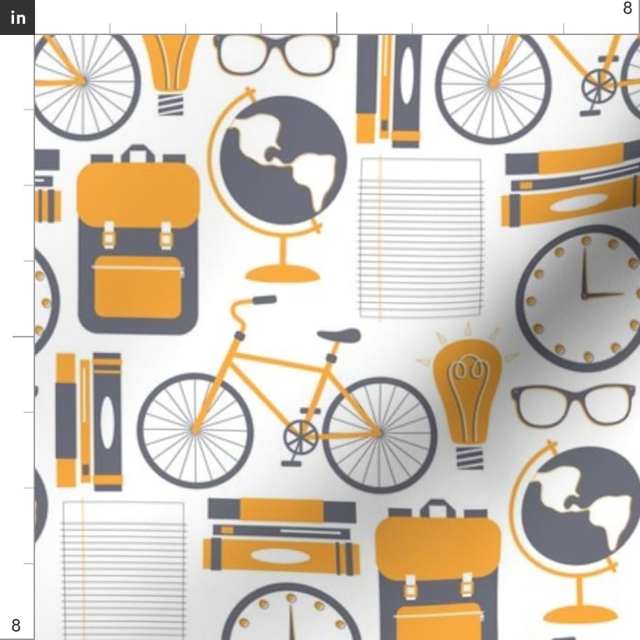 Bicycle & Book Printed Minky Fabric Fat Quarter - Soft Plush for Baby Blankets, Quilt Backing & Sewing Projects - Perfect for DIY Crafts, Home Decor & Nursery Accessories