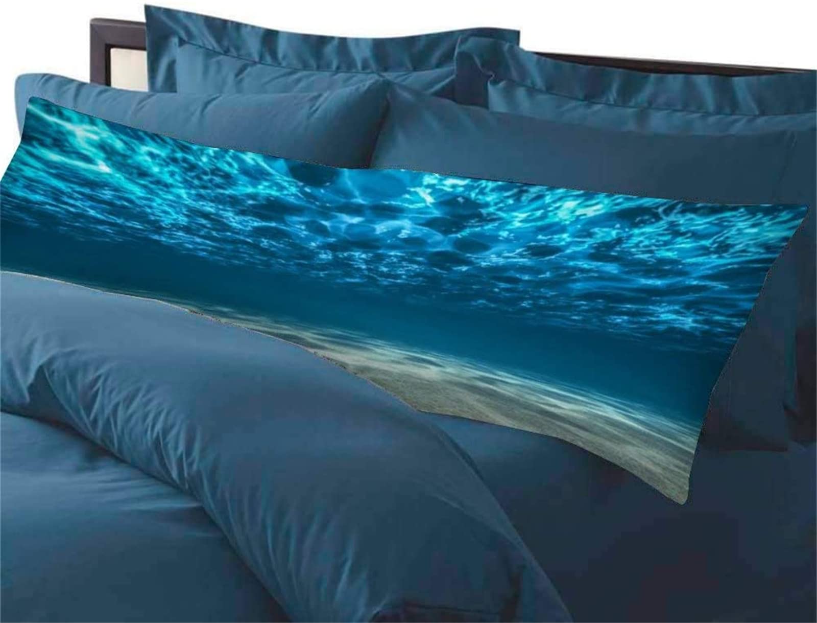 20x54 Inch Blue Ocean Cotton Body Pillow Cover - Soft & Breathable Long Pillowcase for Bed, Sofa & Couch - Perfect for Home Decor, Lounging & Relaxation