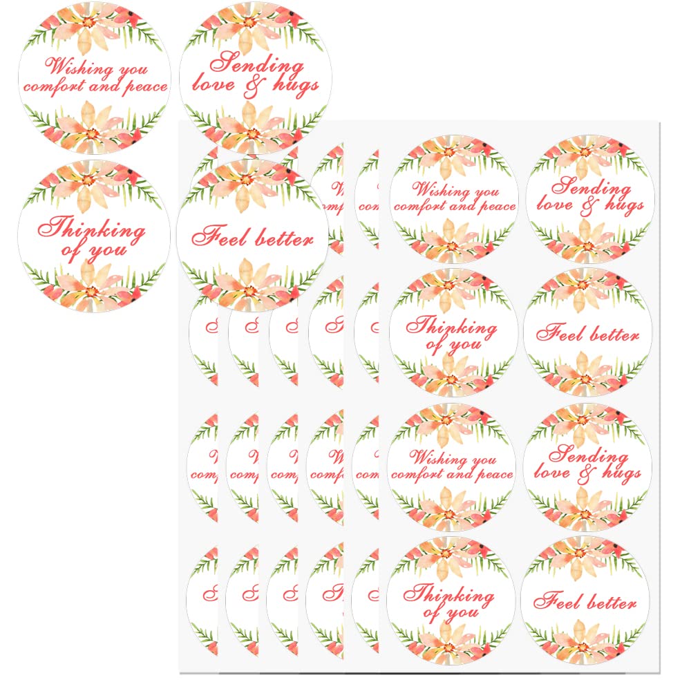 Premium Flower Greeting Labels - 2 Inch Sympathy, Get Well & Thinking of You Envelope Seals Stickers (504 Pcs) - Perfect for Care Packages, Condolence Cards & Thoughtful Gift Wrapping