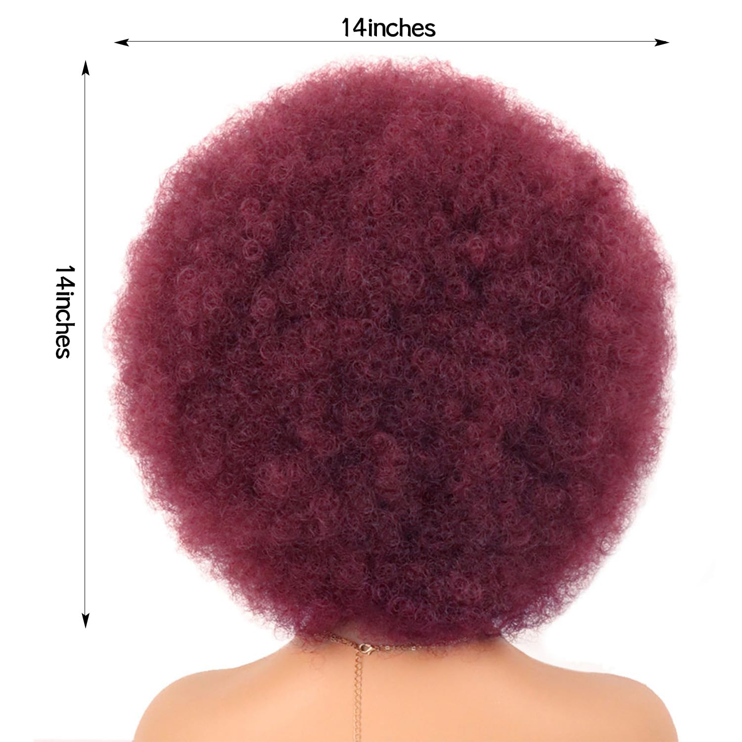 G&T 70s Afro Wig - Short Colored Afro Puff Wigs for Cosplay & Costume Parties | Glueless Heat Resistant Synthetic Wig | Natural Looking Fluffy Wine Red Afro Wig for Halloween, Disco Nights & Themed Events