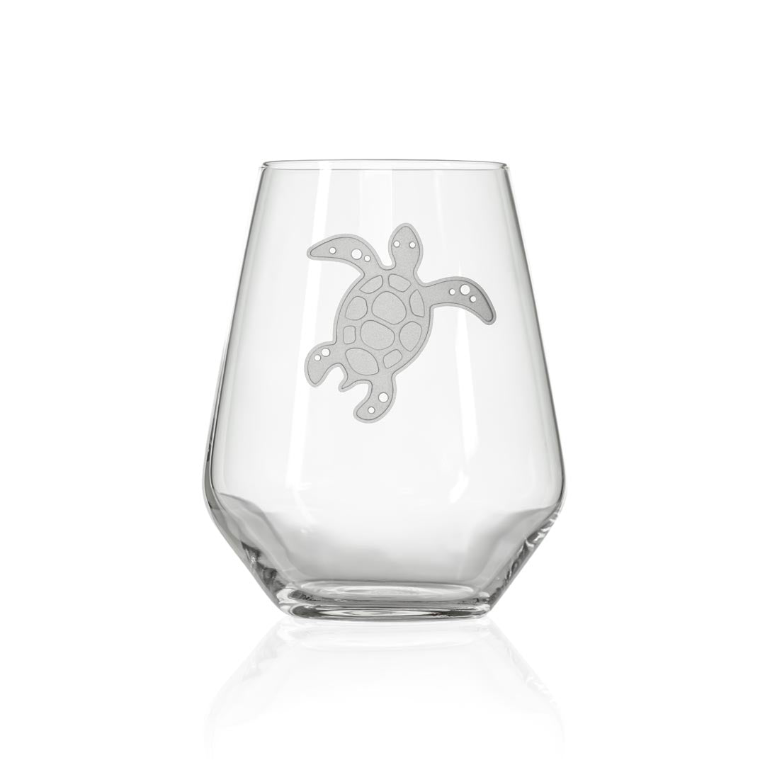 18oz Turtle Stemless Wine Tumbler Glasses - Set of 4 | Unbreakable & Dishwasher Safe | Perfect for Parties, Picnics & Outdoor Entertaining