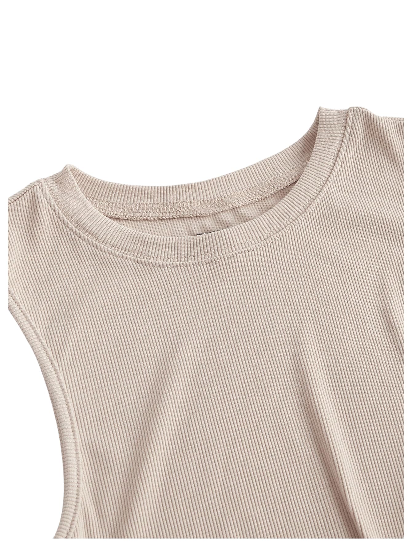 SOLY HUX Women's Summer Ribbed Knit Crop Tank Top - Round Neck Sleeveless Shirt for Casual Wear, Beach Outfits & Yoga