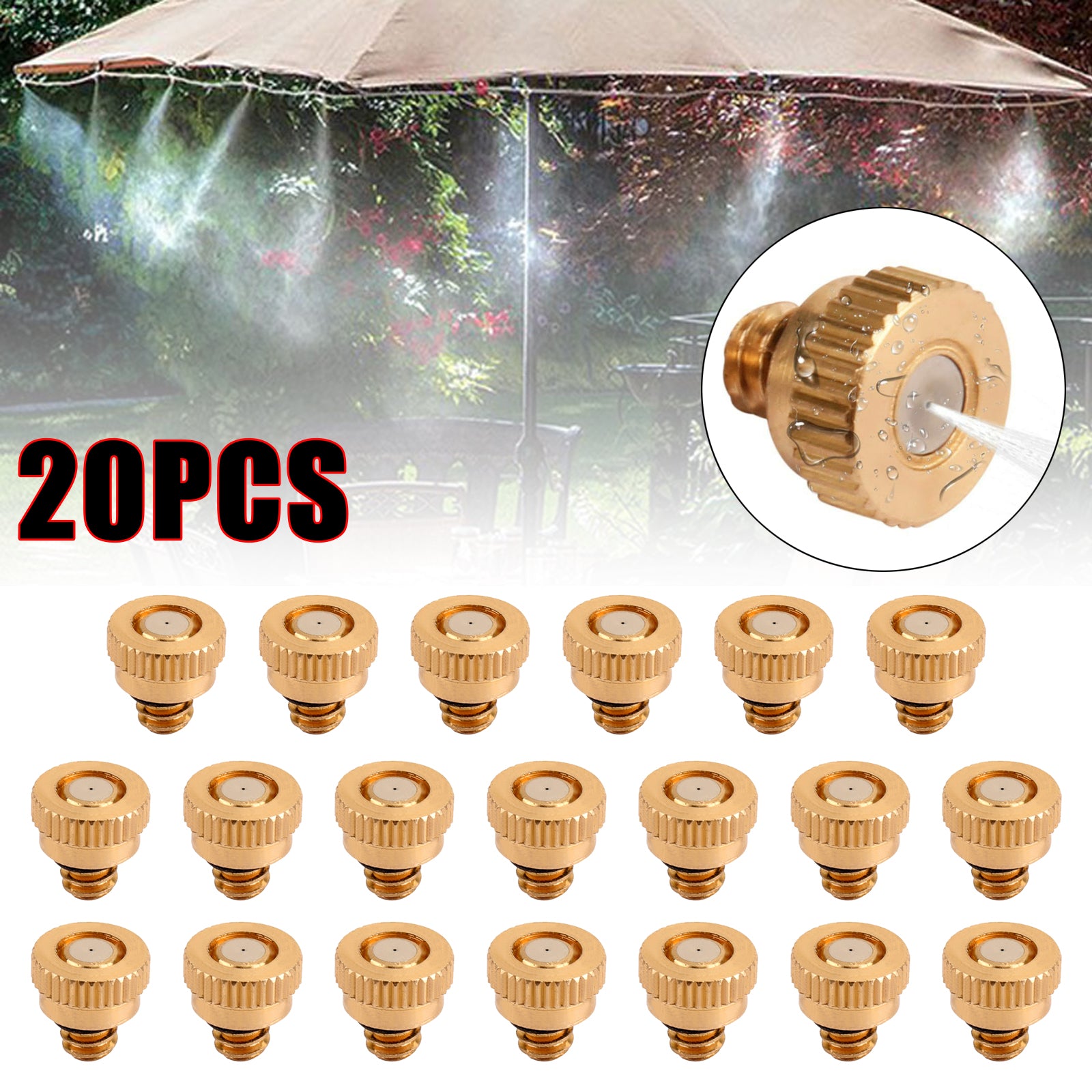 50pcs Brass Misting Nozzles - High Pressure Water Mister Sprinkler for Cooling System (0.016