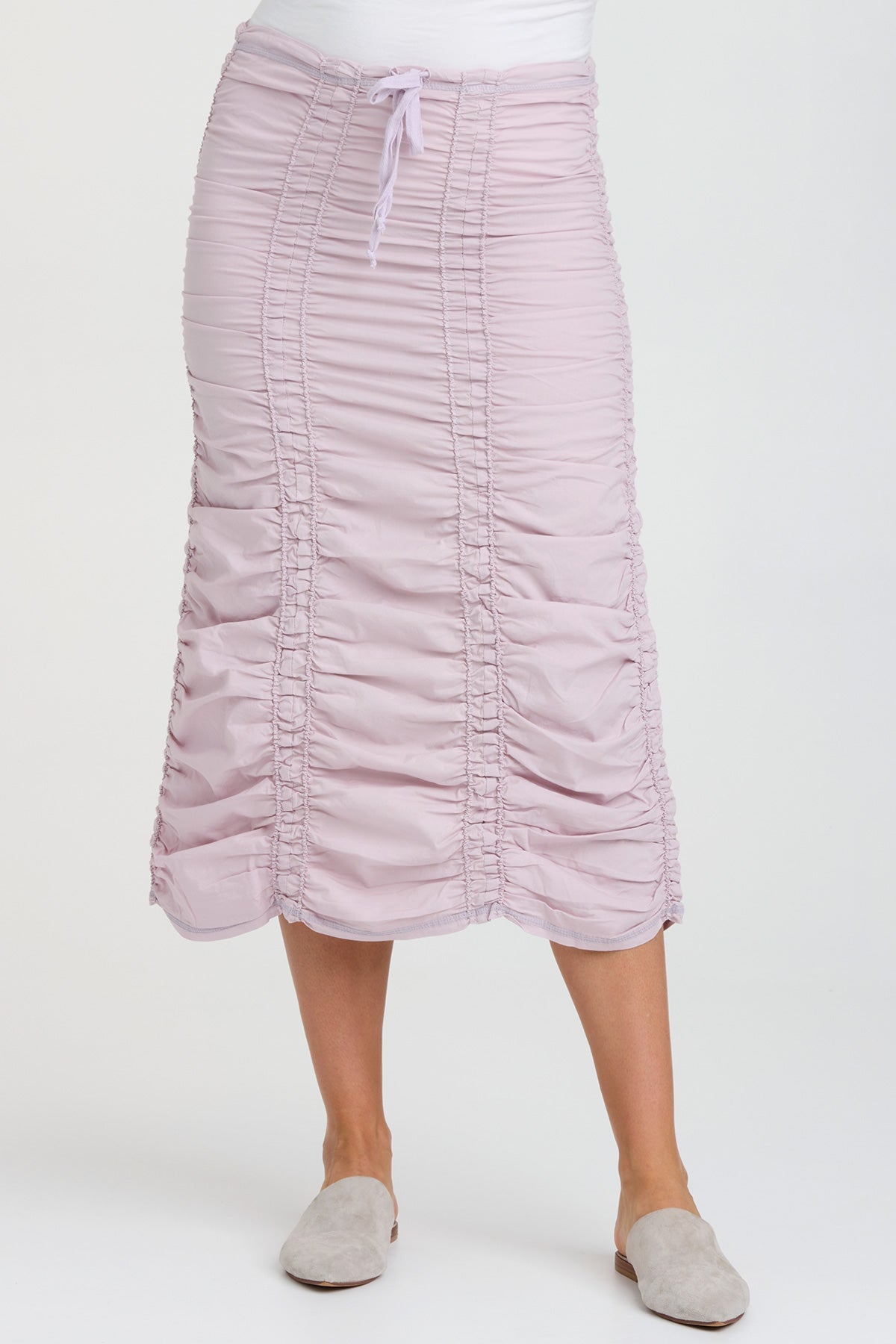 Double Shirred Panel Skirt for Women - Flowy A-Line Midi Skirt with Elastic Waist | Perfect for Summer Outfits, Beach Vacations & Boho Style