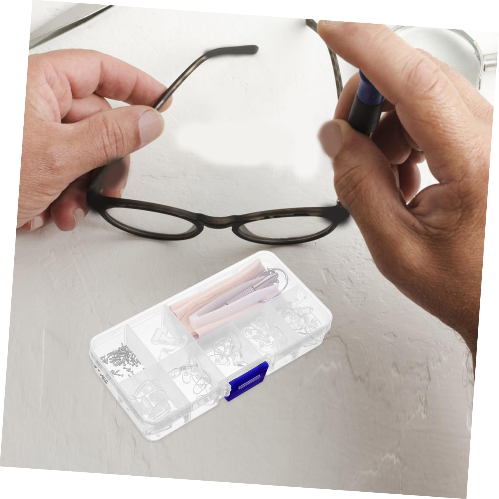 SOLUSTRE 1 Set Eyeglass Nose Pads & Bridge Repair Kit - Plastic Replacement Nose Pads, Nose Bridge & Screws for Glasses Accessories - Perfect for Comfort Adjustment & Eyewear Maintenance at Home or Office