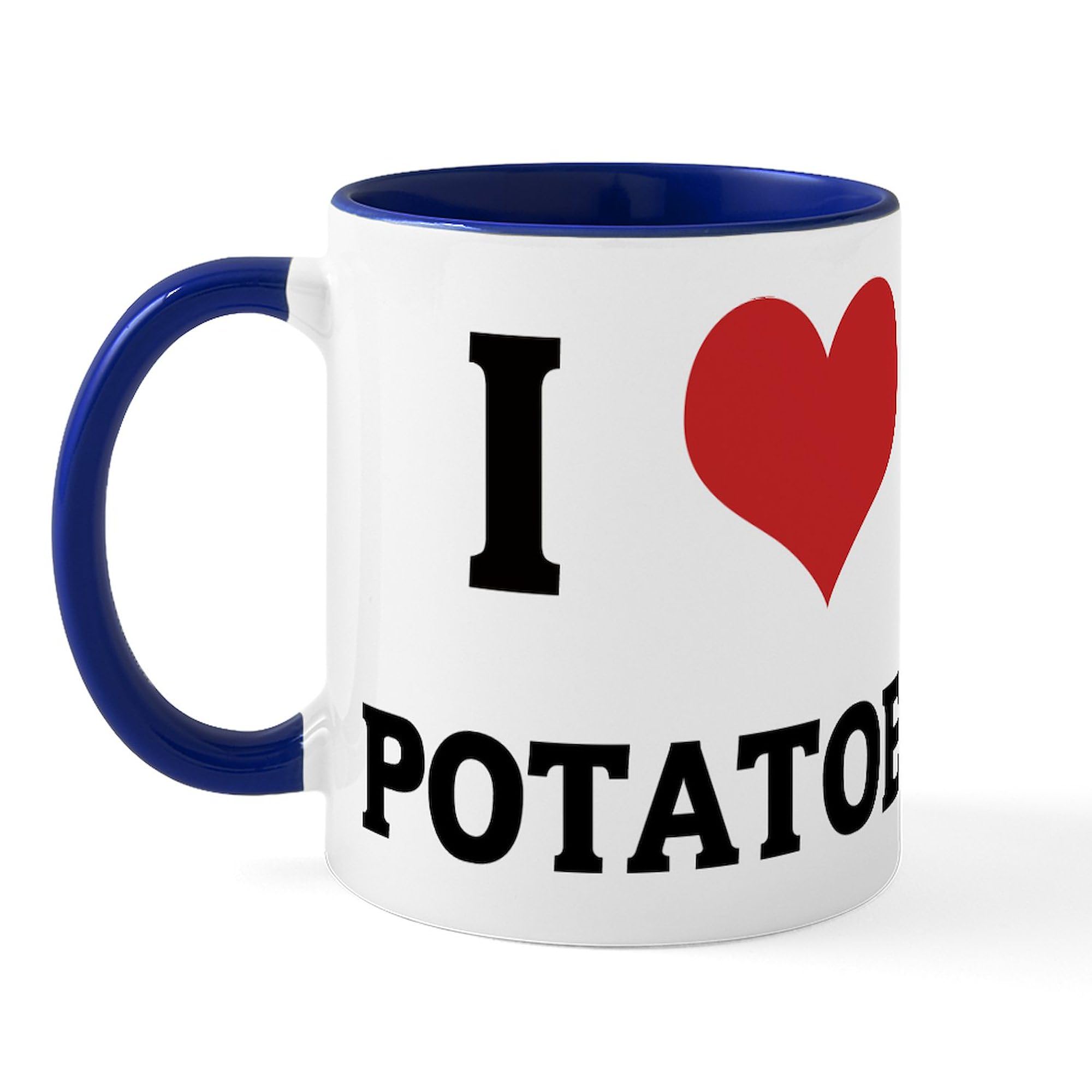 I Love Potatoes Ceramic Coffee Mug - 11 oz (325 ml) Funny Novelty Cup for Tea, Coffee & Hot Drinks - Perfect for Potato Lovers, Kitchen & Office Use