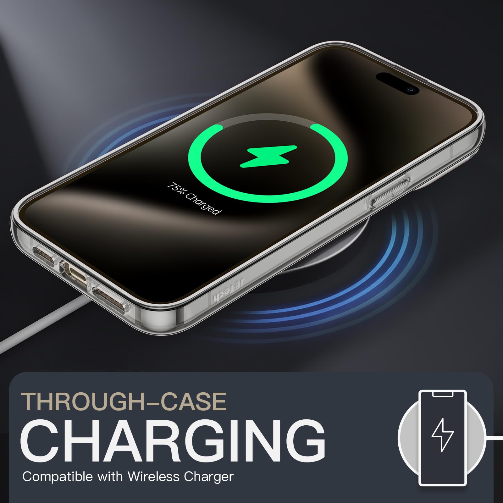 JETech Magnetic Case for iPhone 15 Pro Max 6.7-Inch | MagSafe Compatible | Shockproof & Anti-Scratch Clear Back Cover | Wireless Charging Support | Natural Titanium | Perfect for Daily Use, Travel & Outdoor Activities