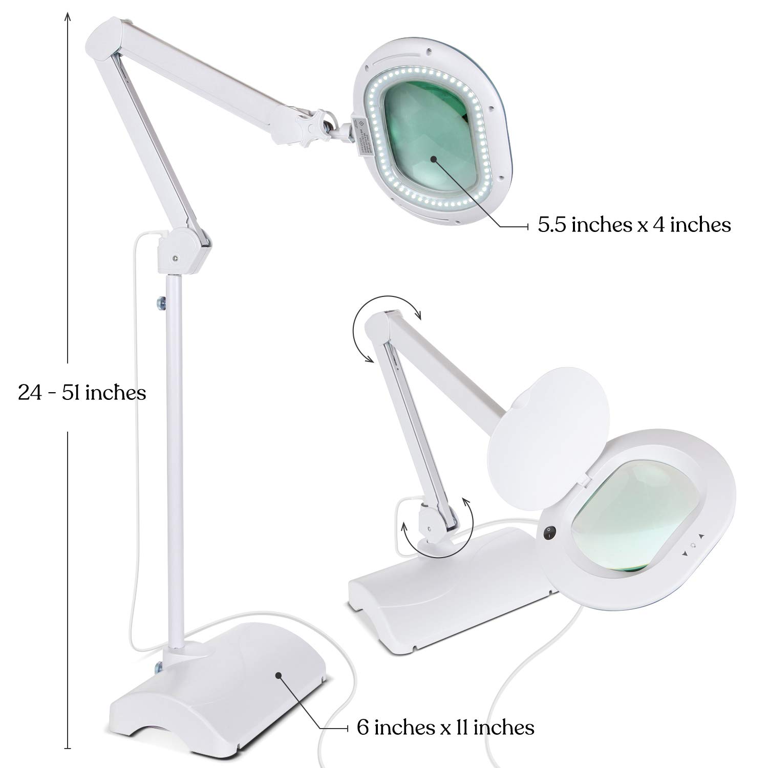 Brightech LightView Pro 2-in-1 Magnifying Floor Lamp & Table Lamp with Hands-Free LED Light - Adjustable Gooseneck Standing Magnifier for Reading, Crafts, Sewing & Detailed Work - Perfect for Seniors & Hobbyists