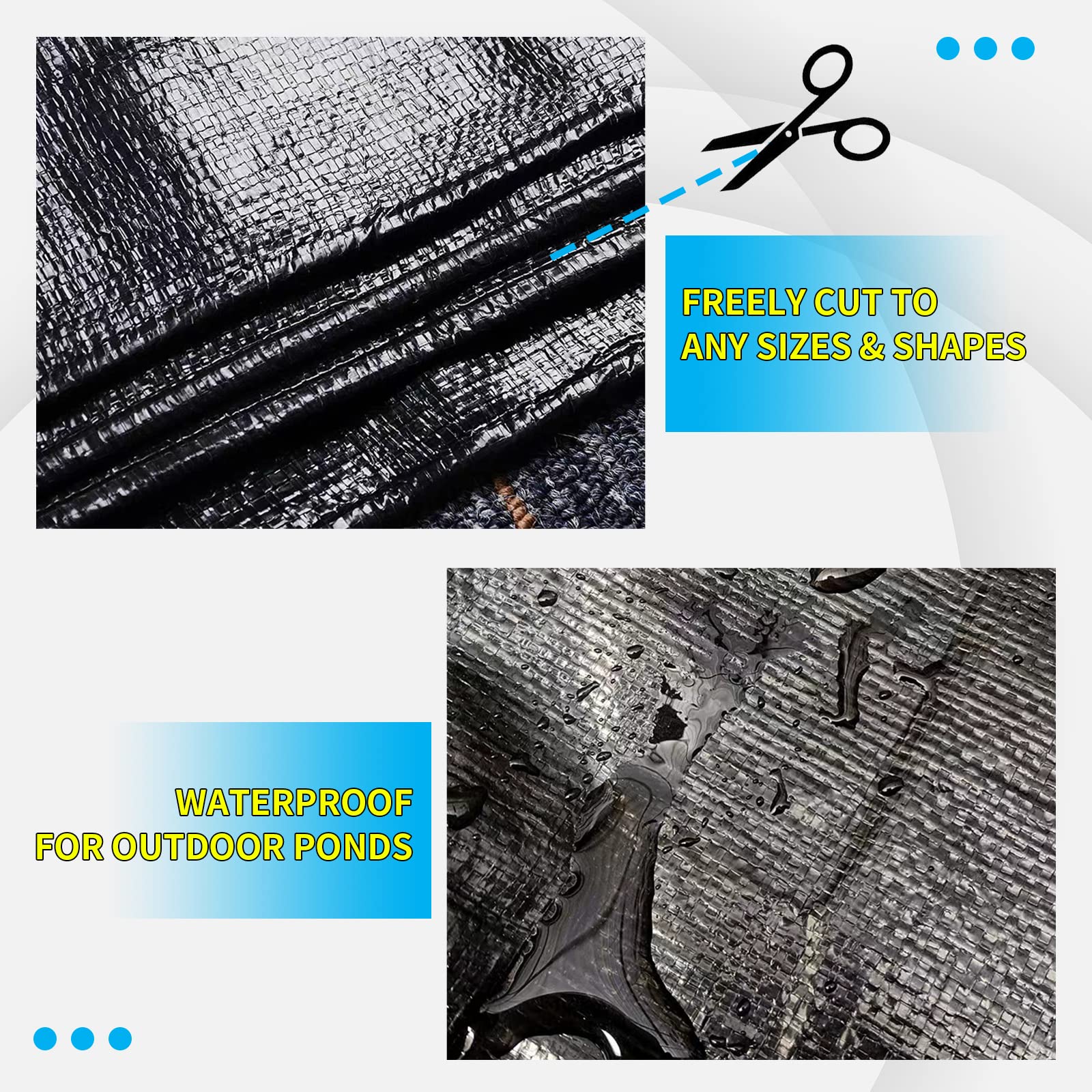 25X30FT Heavy Duty 28Mil PE Pond Liner - Reinforced Fish Pond Liner with Hemmed Edge & Buttonholes - Waterproof Liner for Koi Ponds, Duck Ponds, Water Gardens & Outdoor Water Features - Perfect for Backyard Landscaping & Aquatic Projects