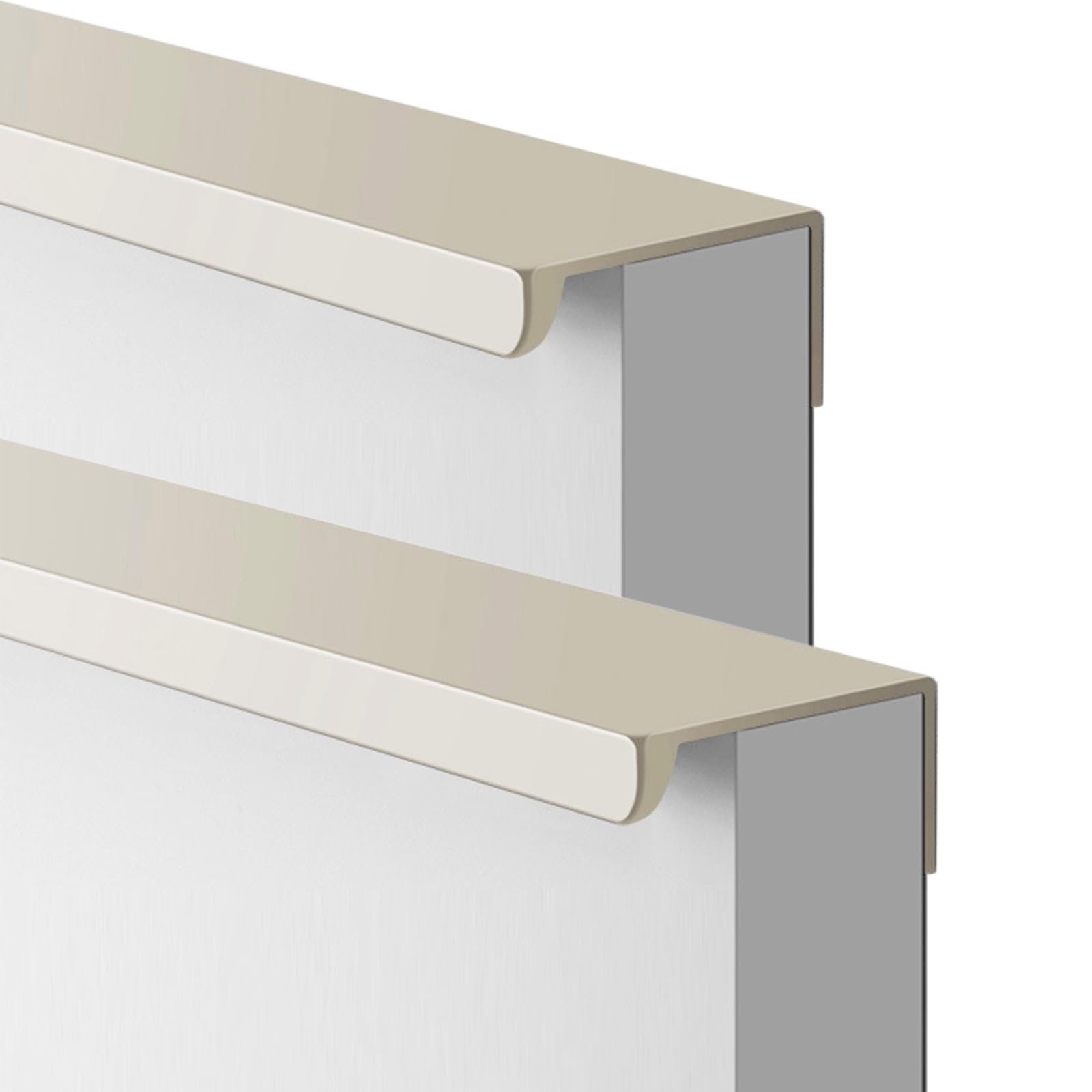 2Pcs Modern Invisible Aluminum Alloy Cabinet Handles - Concealed Kitchen Cupboard Pulls, Drawer & Wardrobe Finger Edge Handles (Beige, 100cm/39.3in) - Perfect for Kitchen Cabinets, Furniture & Sliding Doors