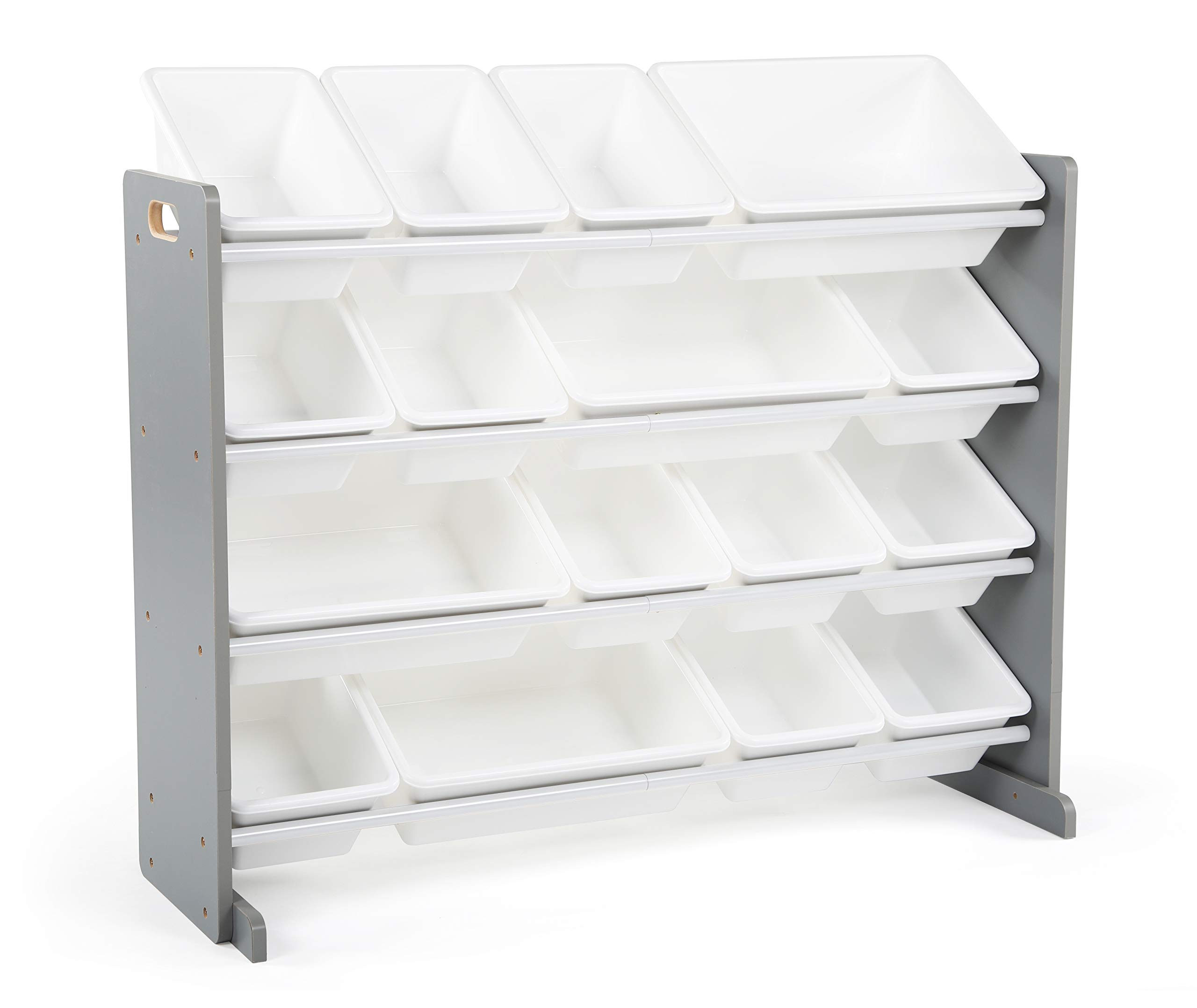 Humble Crew Supersized Wood Toy Storage Organizer & Kids Book Rack - Extra Large Grey/White Bookshelf for Nursery, Playroom & Kids Bedroom Organization