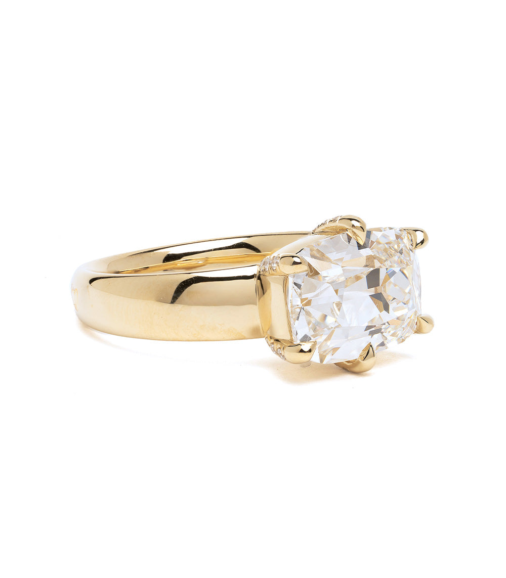 Vintage Ella Old Mine Cut Elongated Cushion 4.15 Carat Diamond Ring - Elegant Antique Jewelry for Weddings & Special Occasions