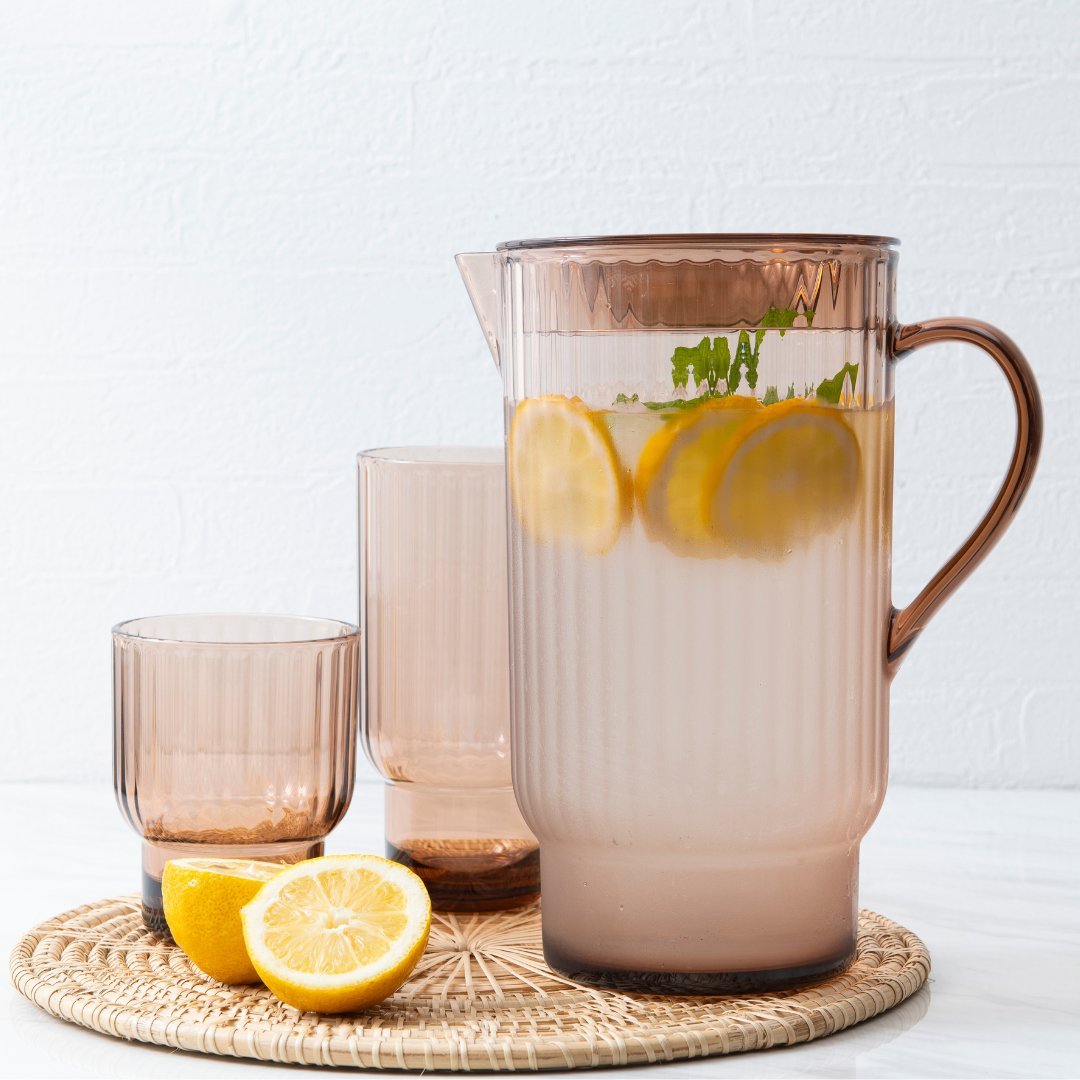 72oz Serenity Clear Water Pitcher with Lid - BPA Free Large Glass Pitcher for Iced Tea, Lemonade & Infused Water - Perfect for Refrigerator, Parties & Outdoor Gatherings