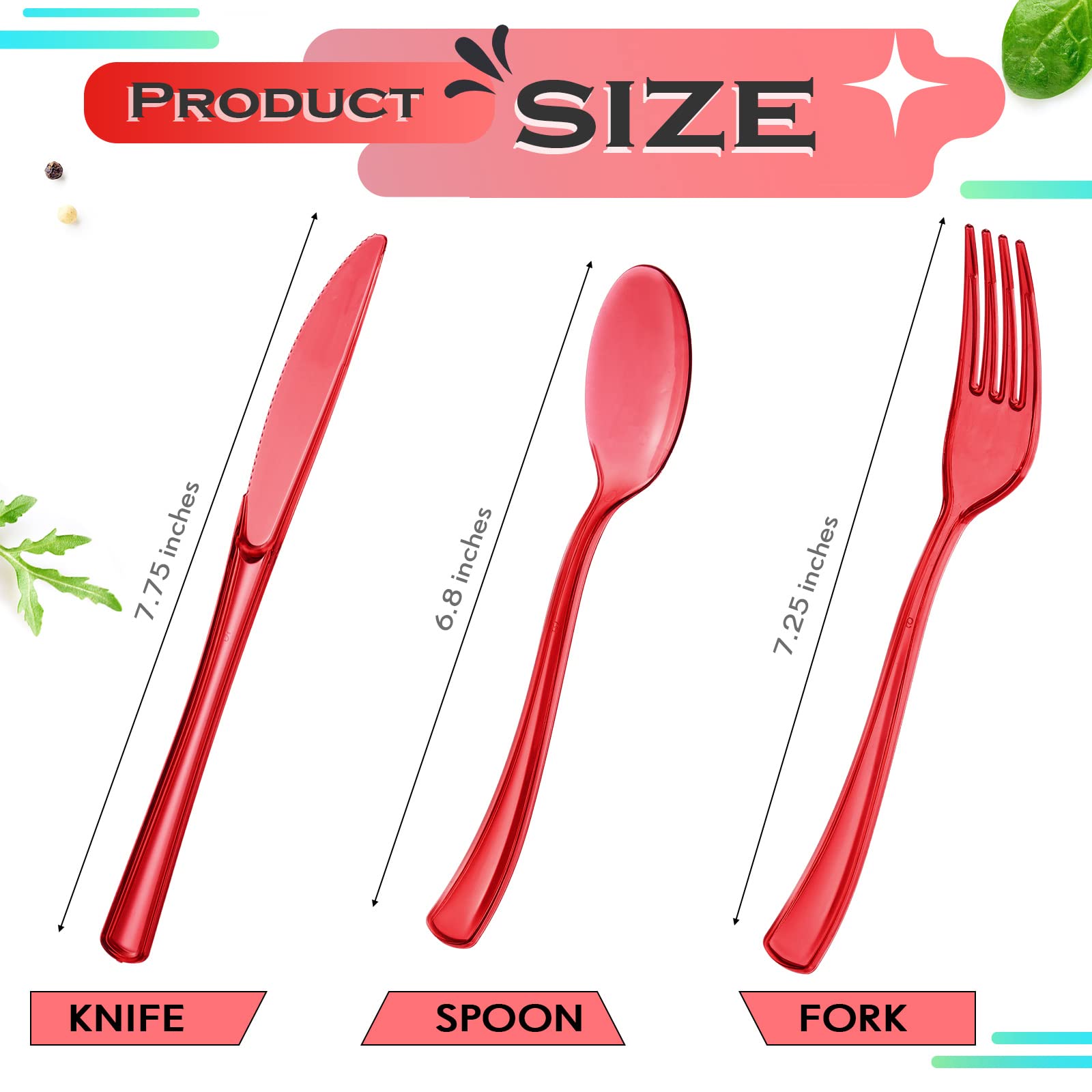 150-Piece Heavy Duty Disposable Plastic Cutlery Set - 50 Forks, 50 Knives, 50 Spoons for Parties, Picnics, Restaurants & Outdoor Events | Durable Utensils for Home, Office, School & Everyday Use (Red) - Perfect for BBQs, Catering, Camping & Family Gatherings