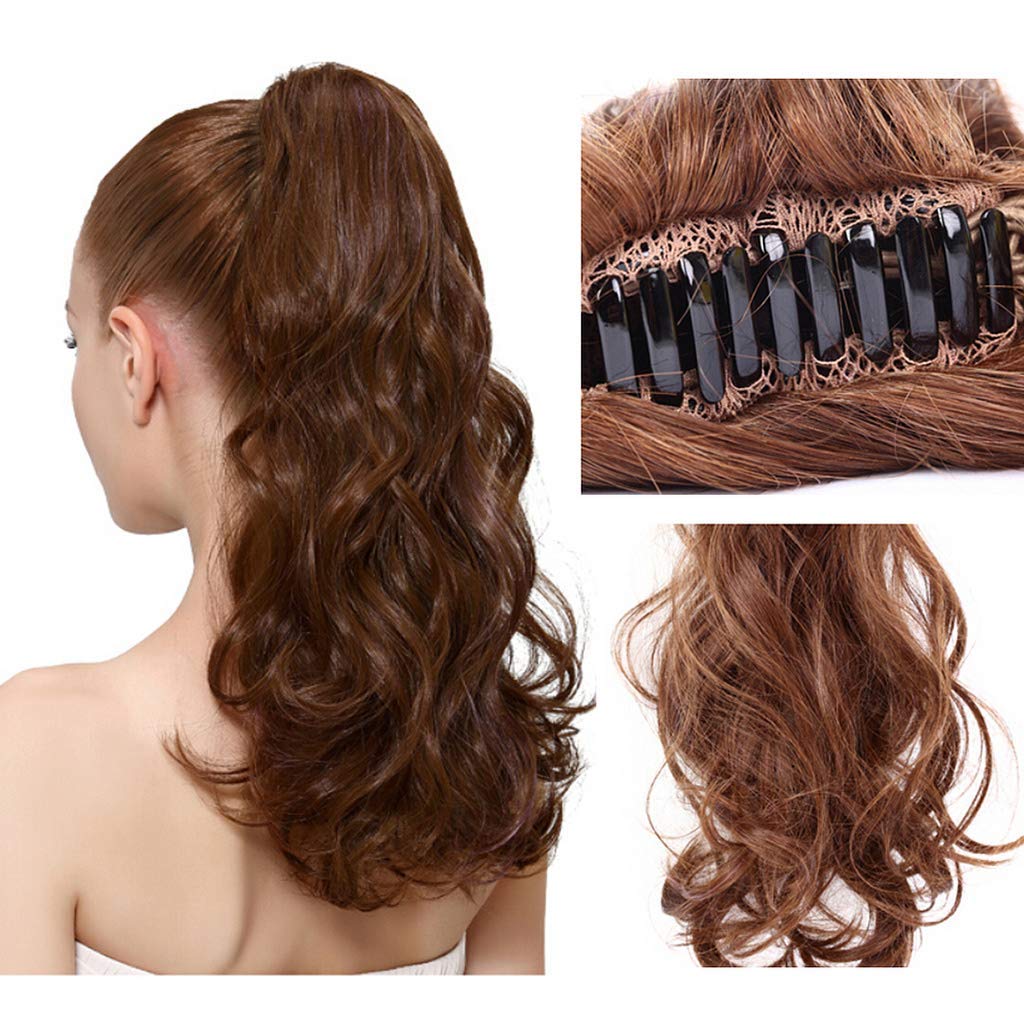 Remeehi 15Inch 85g Human Hair Wavy Ponytail Extension - 16# Golden Blonde Jaw Claw Clip for Natural Look | Perfect for Parties, Weddings & Everyday Styling