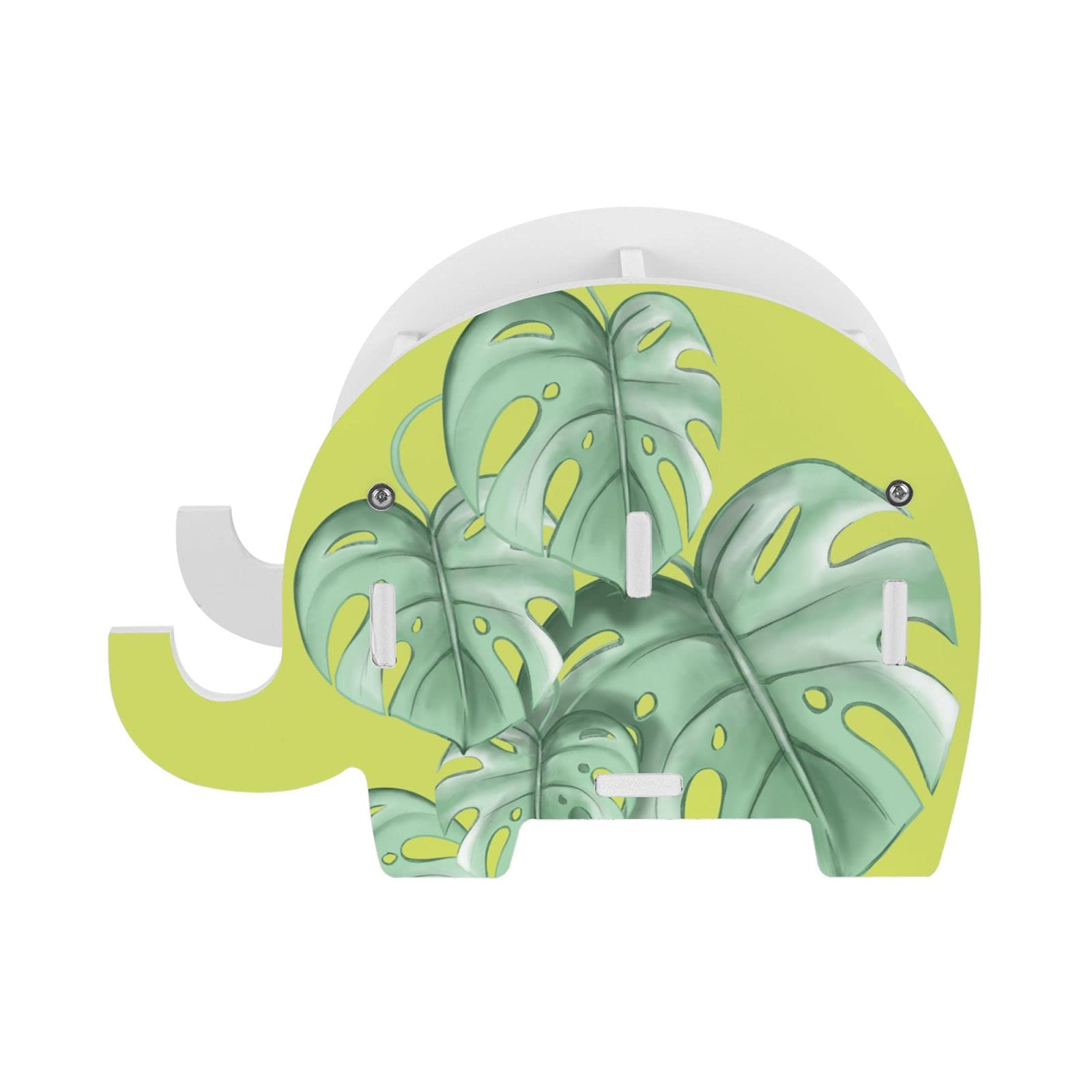 Green Tropical Wide Leaf Pen Holder - Watercolor Plant Elephant Pencil Cup for Desk | Phone Stand & Desktop Storage Organizer | Perfect for Office, School Supplies, Makeup Brushes & Classroom Organization