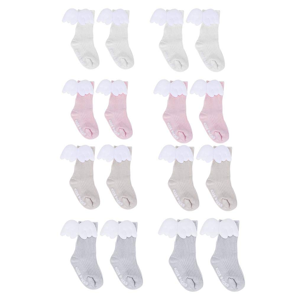 1 Pair Baby Girls Socks with Angel Wings & Ruffles - Soft Knee High Leg Warmers for Infants & Toddlers - Perfect for Winter Warmth, Photoshoots & Special Occasions