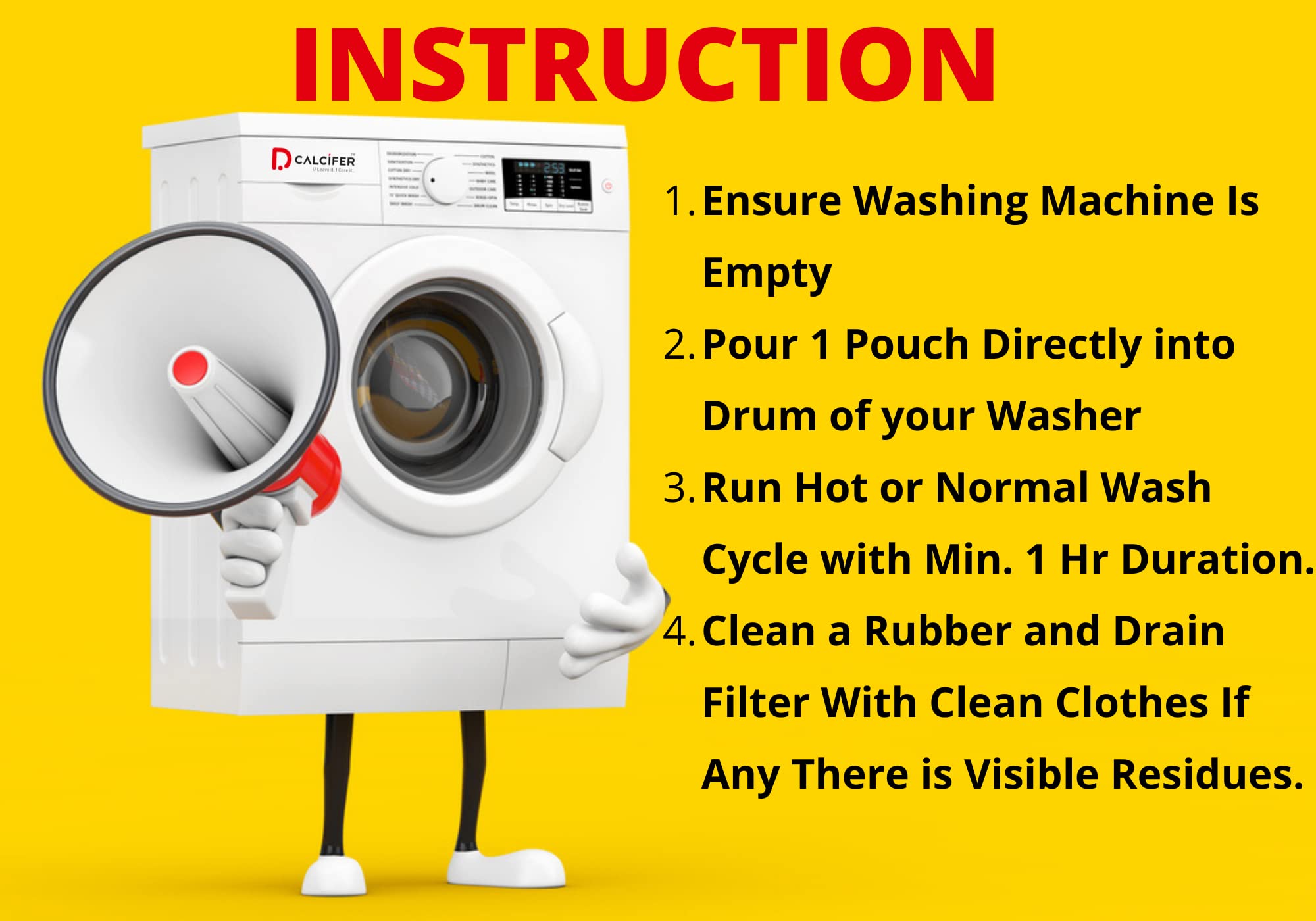 Dcalcifer Washing Machine Cleaner & Descaler Powder - Deep Cleaning for Front/Top Load Washers (Semi & Fully Automatic) - 14 Pouches (350g x 2 Pack = 700g) - Removes Limescale, Odors & Residue - Perfect for Monthly Maintenance & Appliance Care