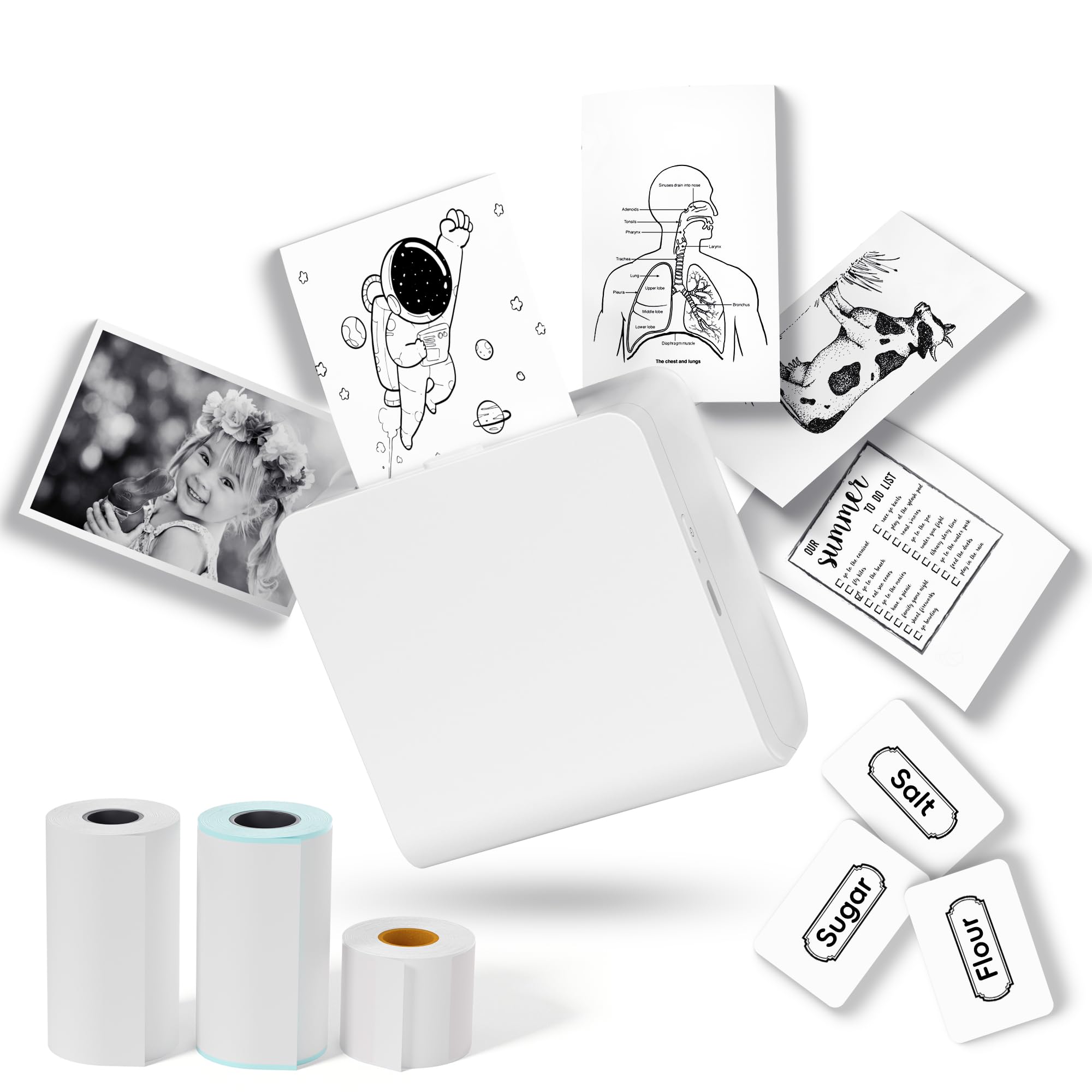 **eWonLife Mini Wireless Portable Sticker Printer - Bluetooth Thermal Inkless Pocket Printer with 3 Paper Rolls for DIY, School Notes, Photos & Labels | Perfect for Home, Office & Travel Organization**