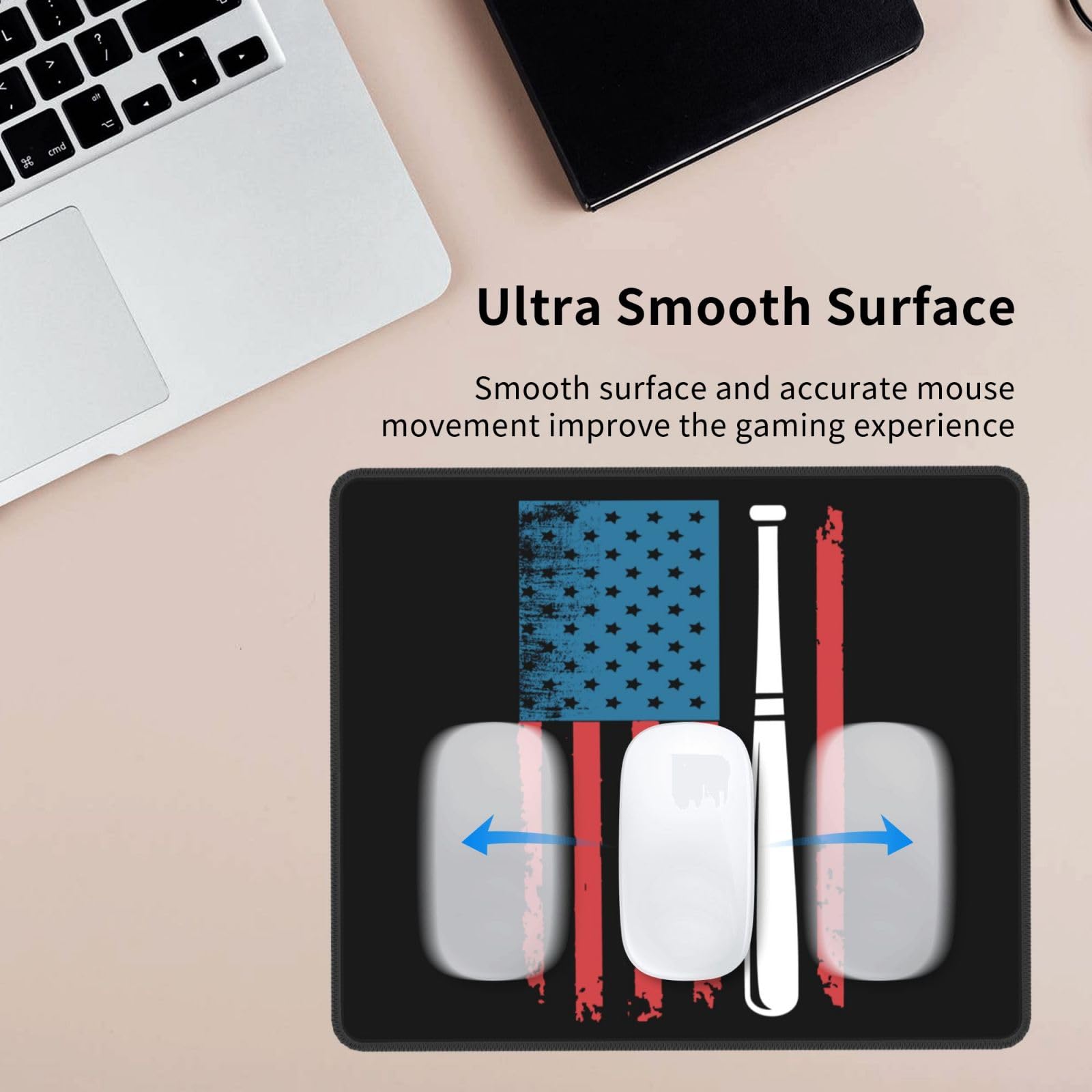 SIYTUAU USA Flag Baseball Mouse Pad - Waterproof, Non-Slip Rubber Gaming Mousepad (10x12 Inch) for Laptop, Office & PC - Perfect for Gamers, Work & Home Use