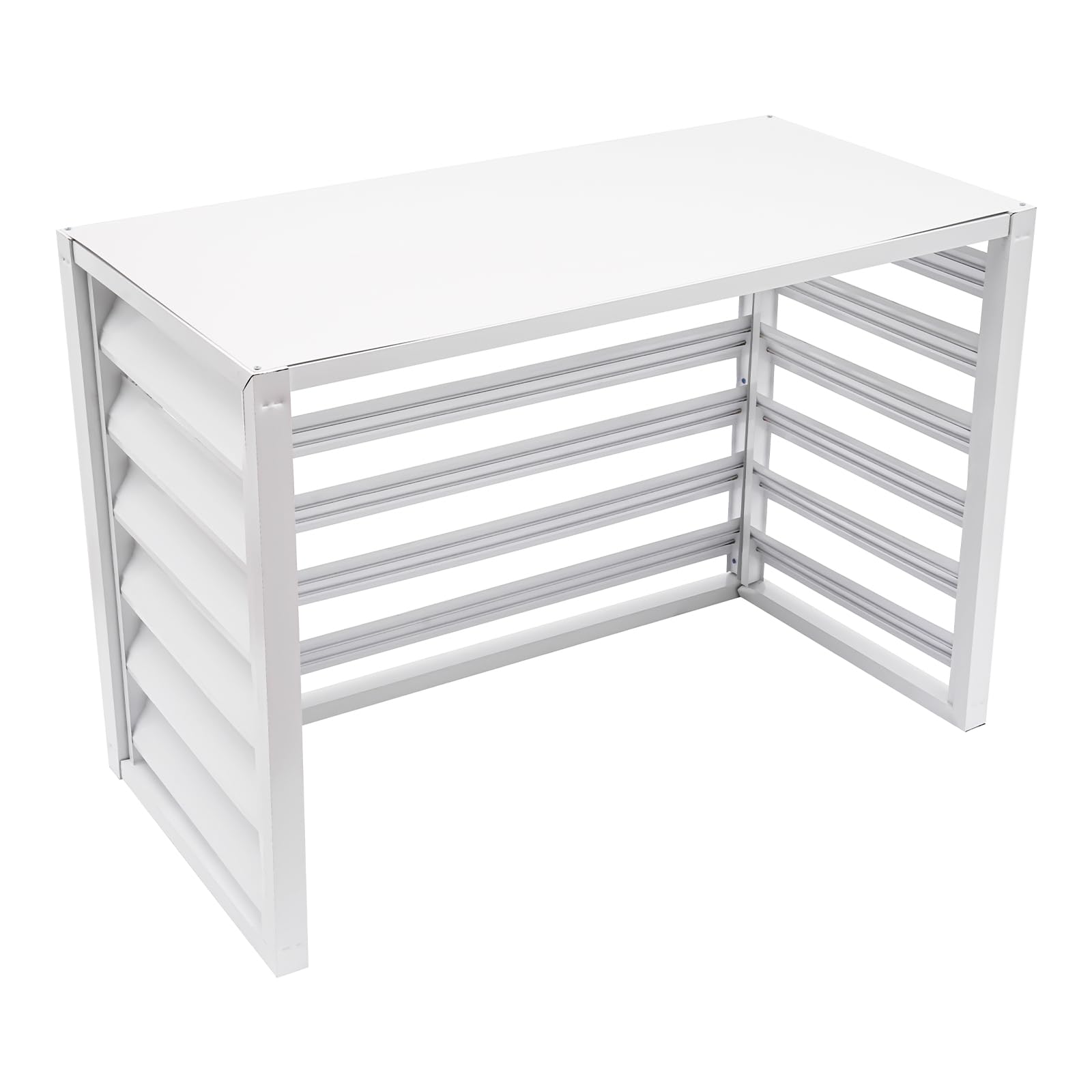 Free Standing Metal Air Conditioner Fence Screen for Outdoor Units - Decorative White AC Cover (39.4