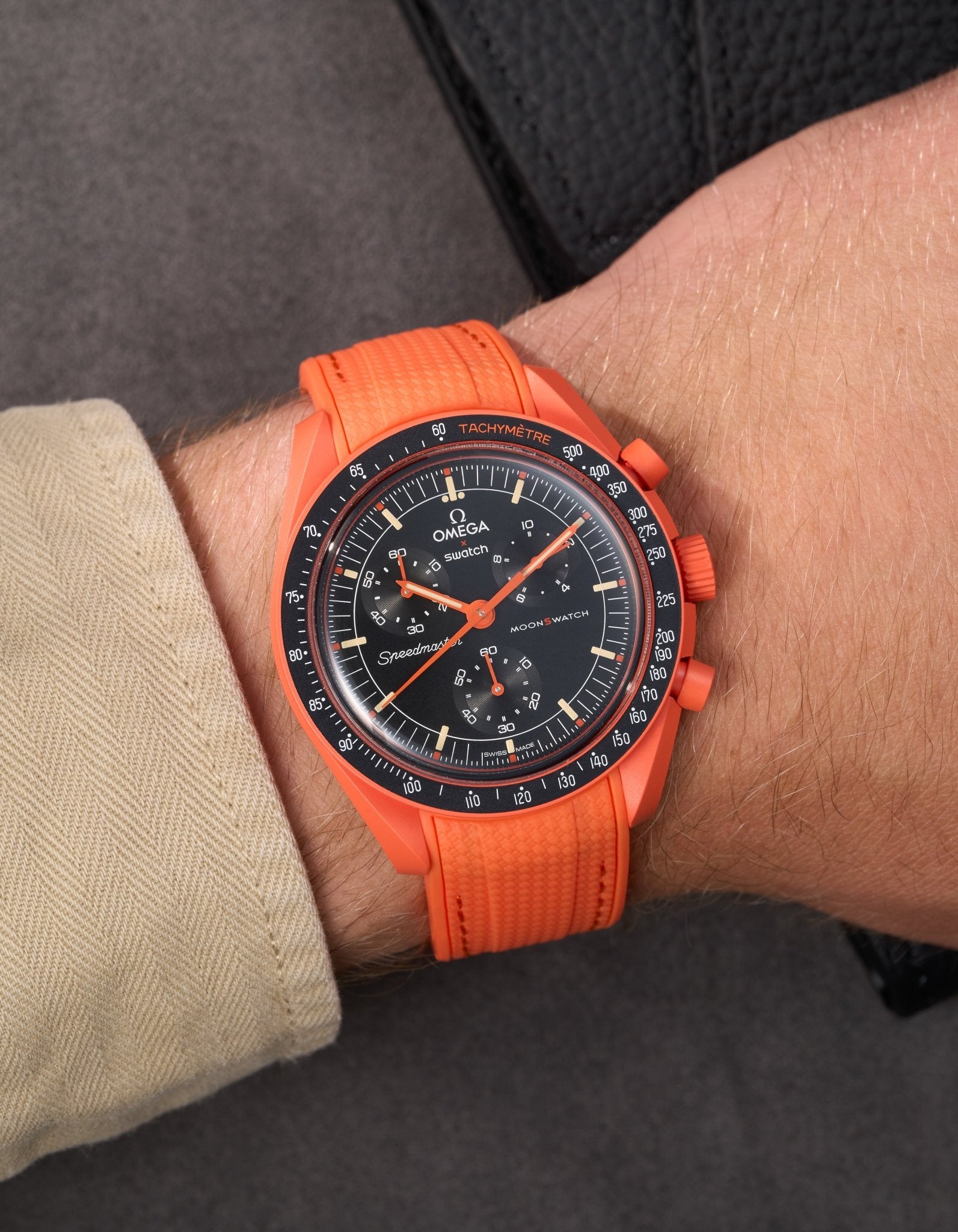 Curved Vertech Rubber Watch Strap - Lava Orange Color | Durable & Comfortable for Sports, Outdoor & Water Activities