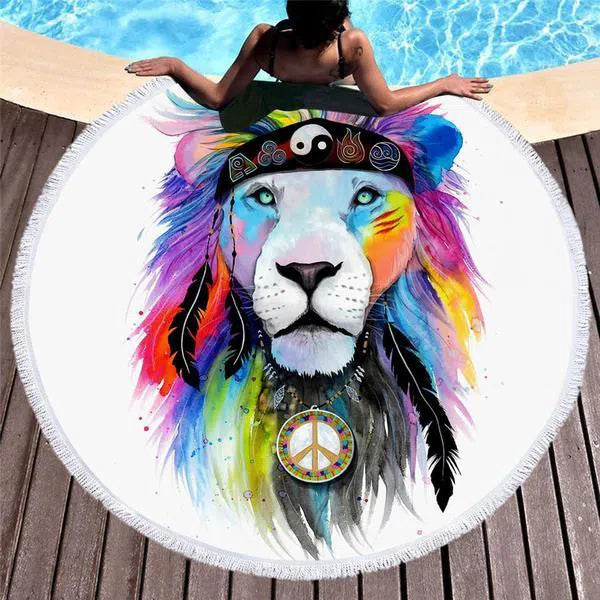King of the Tao Round Beach Towel - Large Soft Quick-Dry Sand-Free Towel for Pool, Beach, Yoga & Outdoor Activities | Perfect Summer Accessory